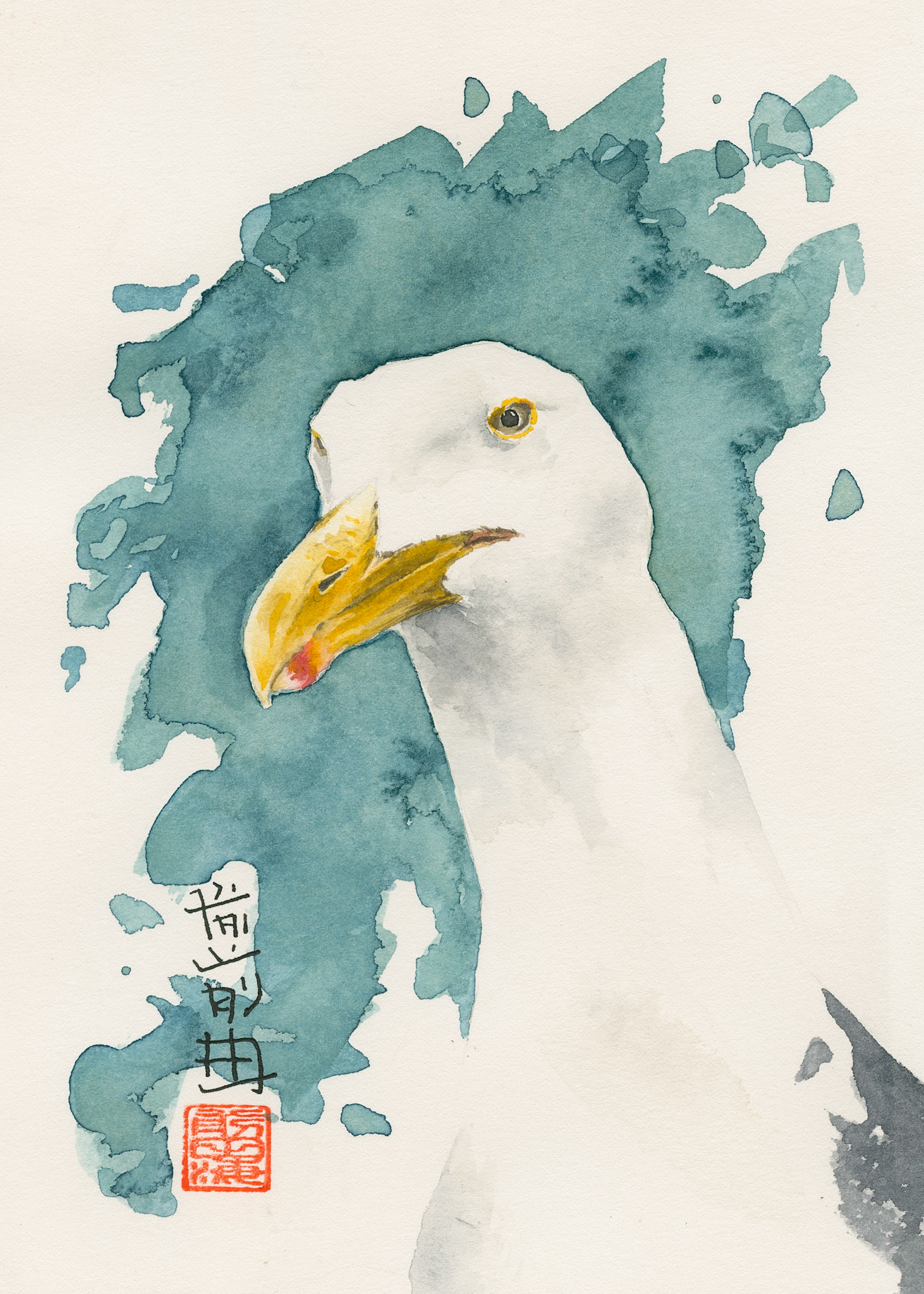 nosey gull | watercolor on paper | 5x7
