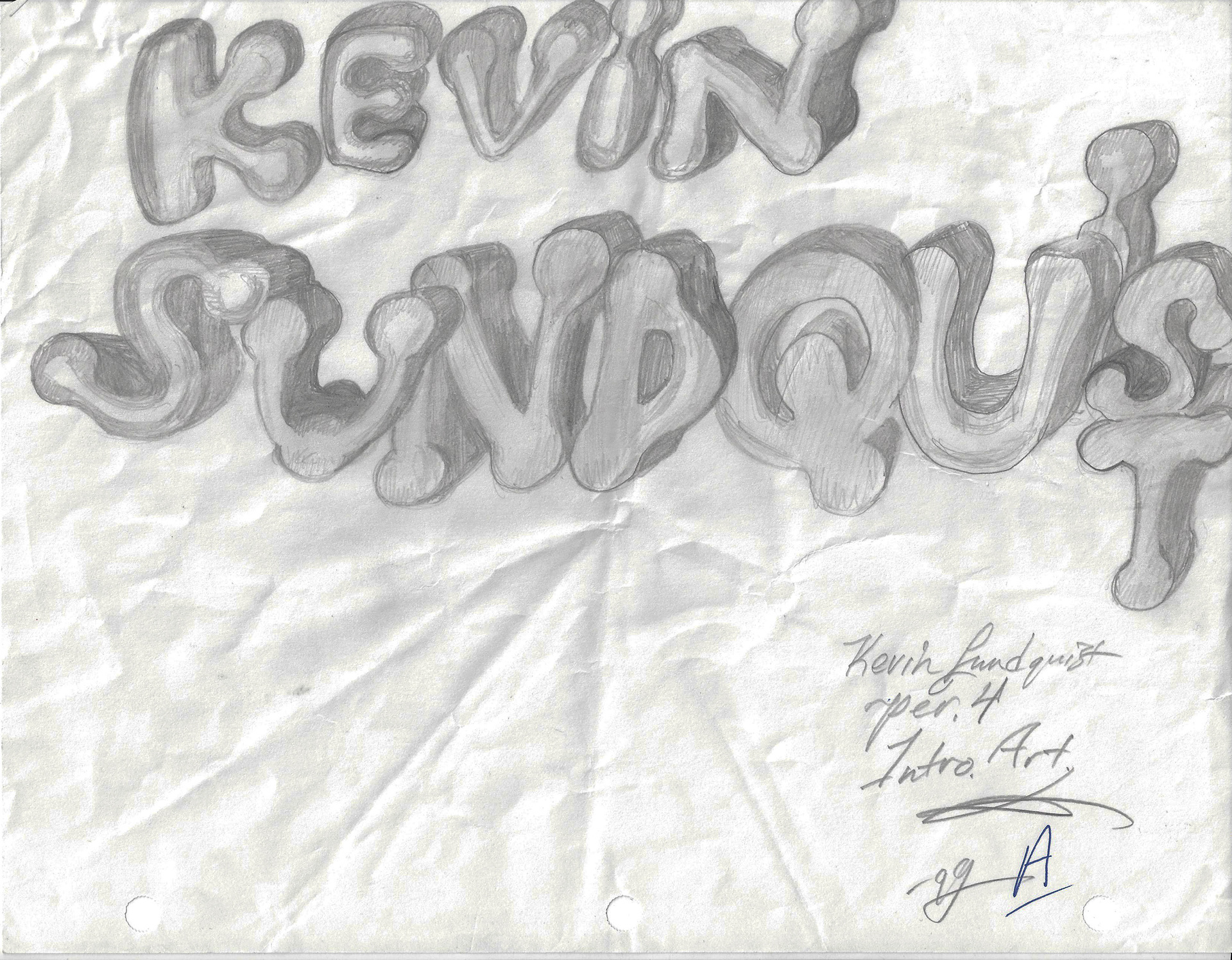 Intro to Art class assignment in high school