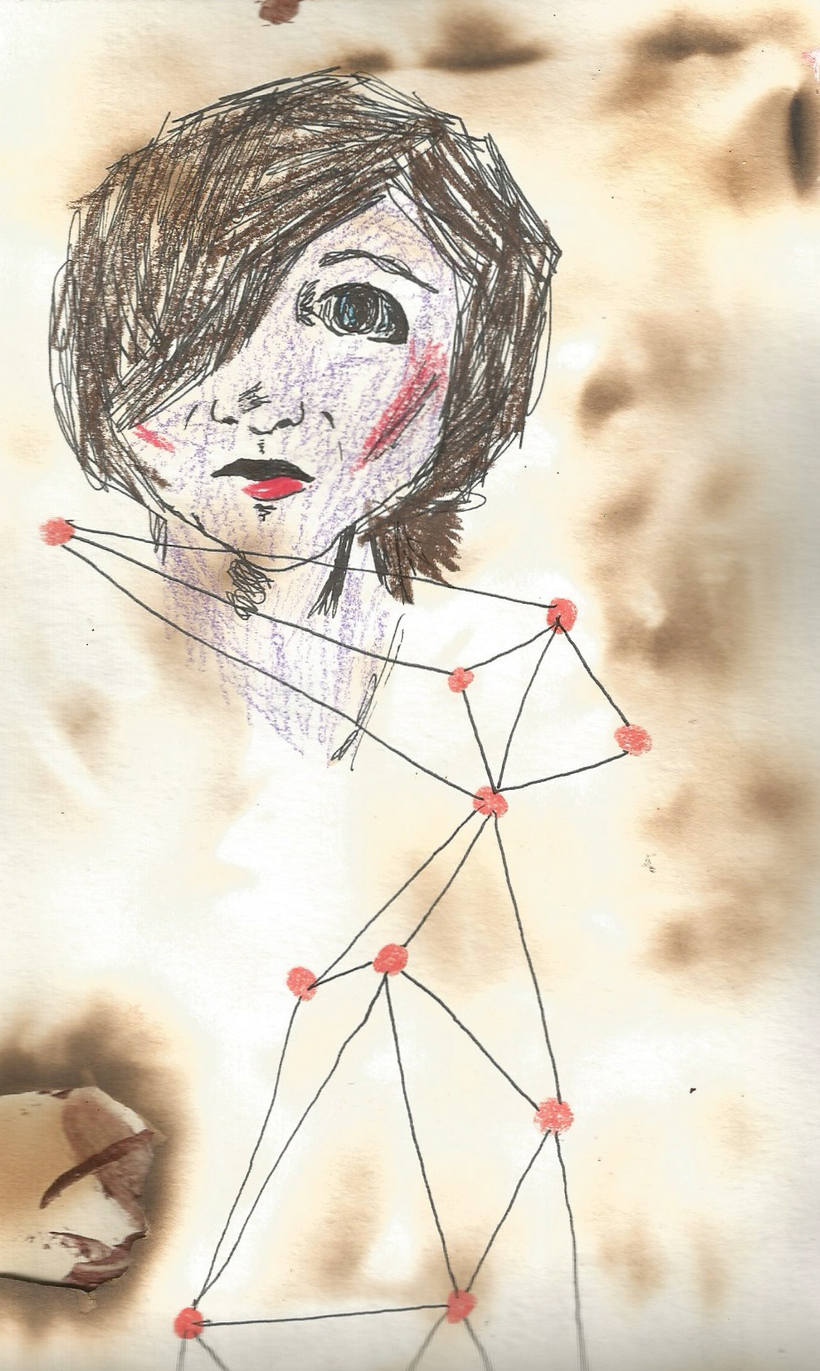 Tangibility, Colored pencil & ink on burnt paper (2015)