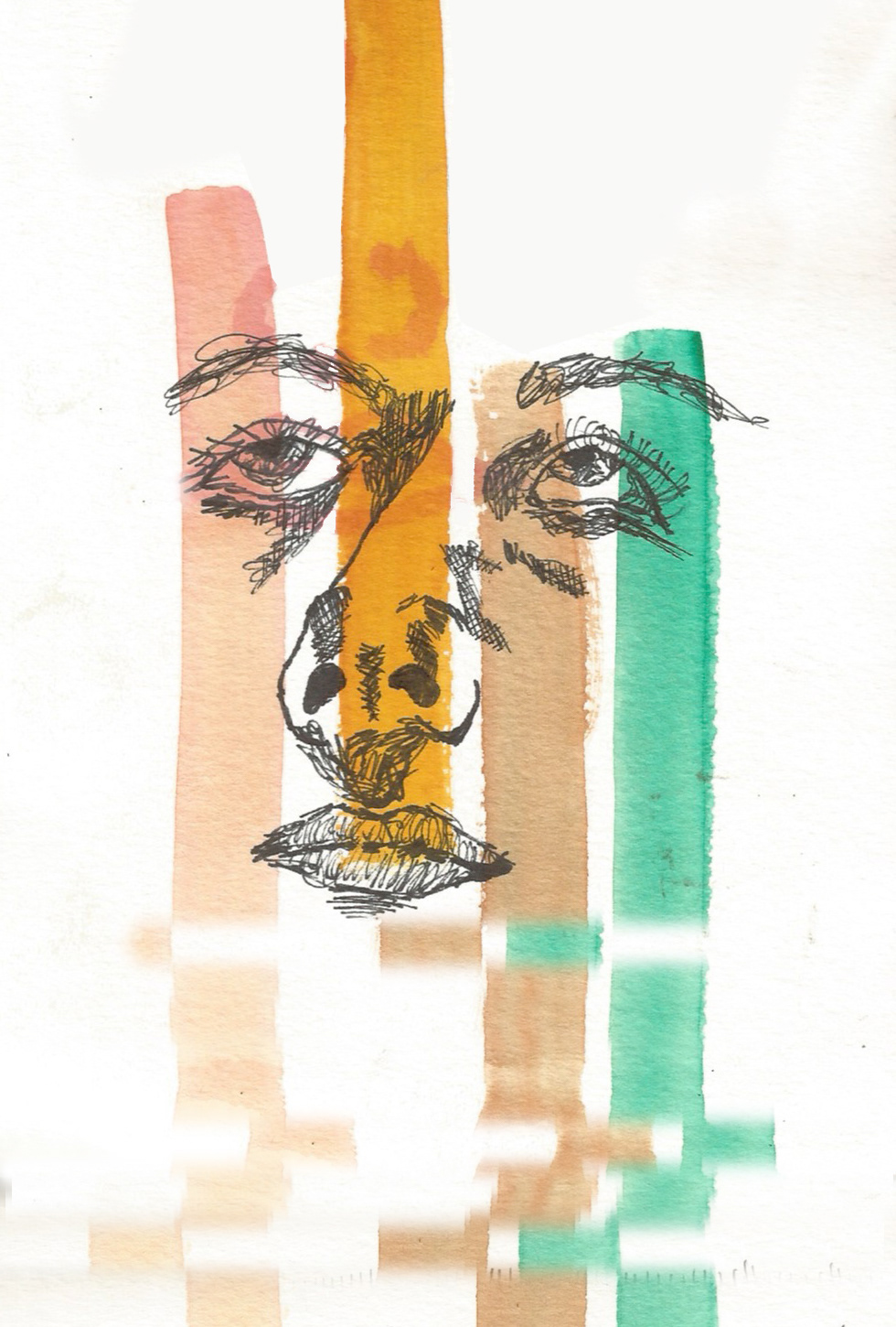 Sliced, Ink & watercolor on paper (2015)