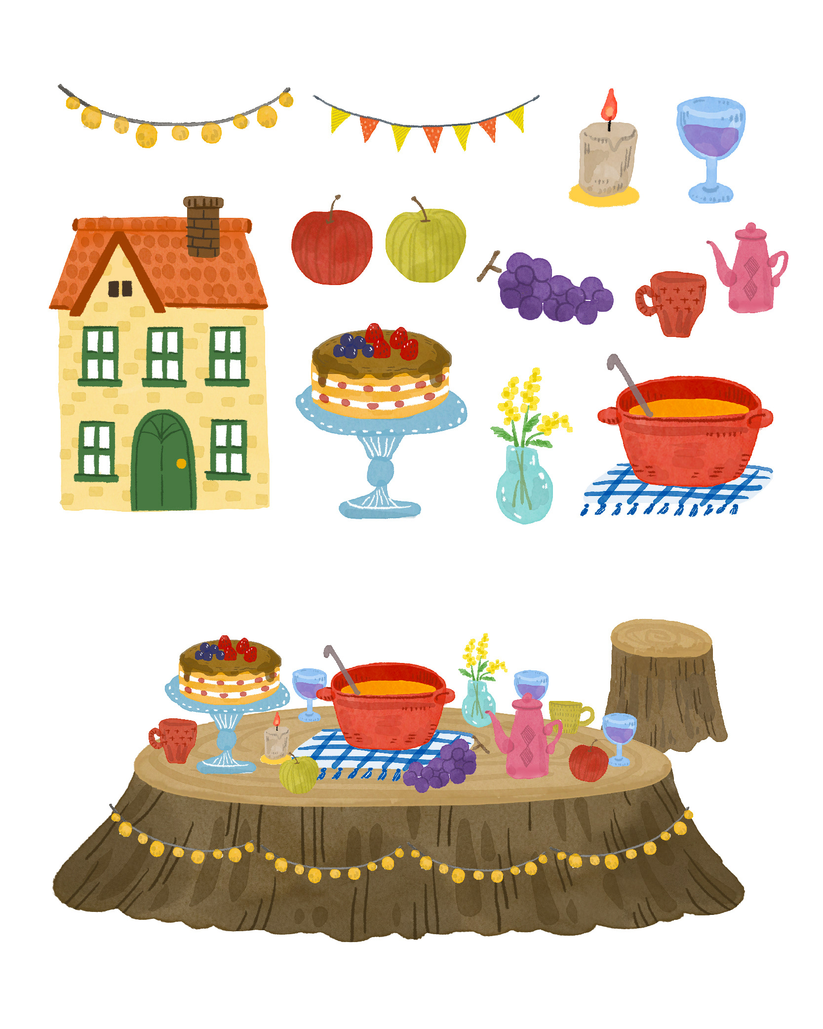 はいれる絵本森のパーティーイラスト