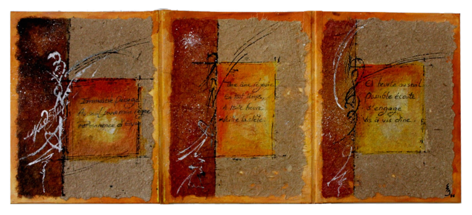 MIRELLA BONHEUR Haïkus, 2026, Série Livres-objets. Techniques mixtes, papier artisanal, 55 x 24 cm / 130€