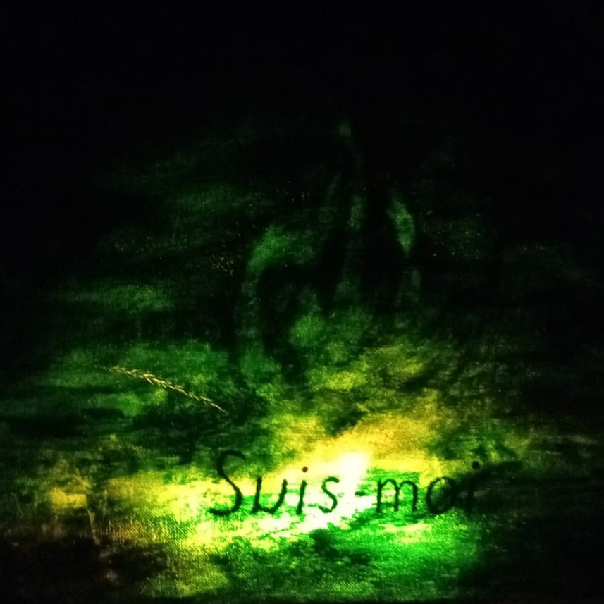 YVAN EMONIDES - Jean • 0143, 2010–2025. Acrylique sur toile, dispositif LED sans fil rechargeable, télécommande, 50 x 50 cm / 400€