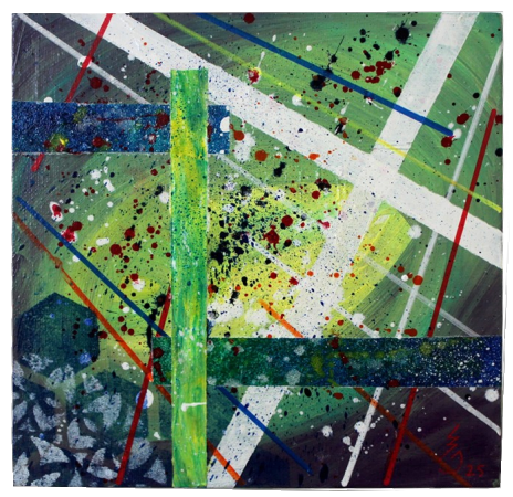 MIRELLA BONHEUR Exo 2, 2025. Peinture acrylique sur carton entoilé, 30 x 30 cm / 130€