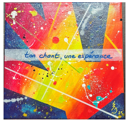 MIRELLA BONHEUR En marges 3, 2025. Peinture acrylique sur toile, 30 x 30 cm / 140€