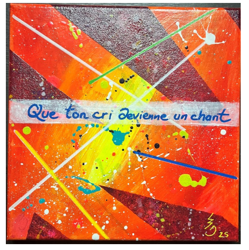 MIRELLA BONHEUR En marges 2, 2025. Peinture acrylique sur toile, 30 x 30 cm / 140€