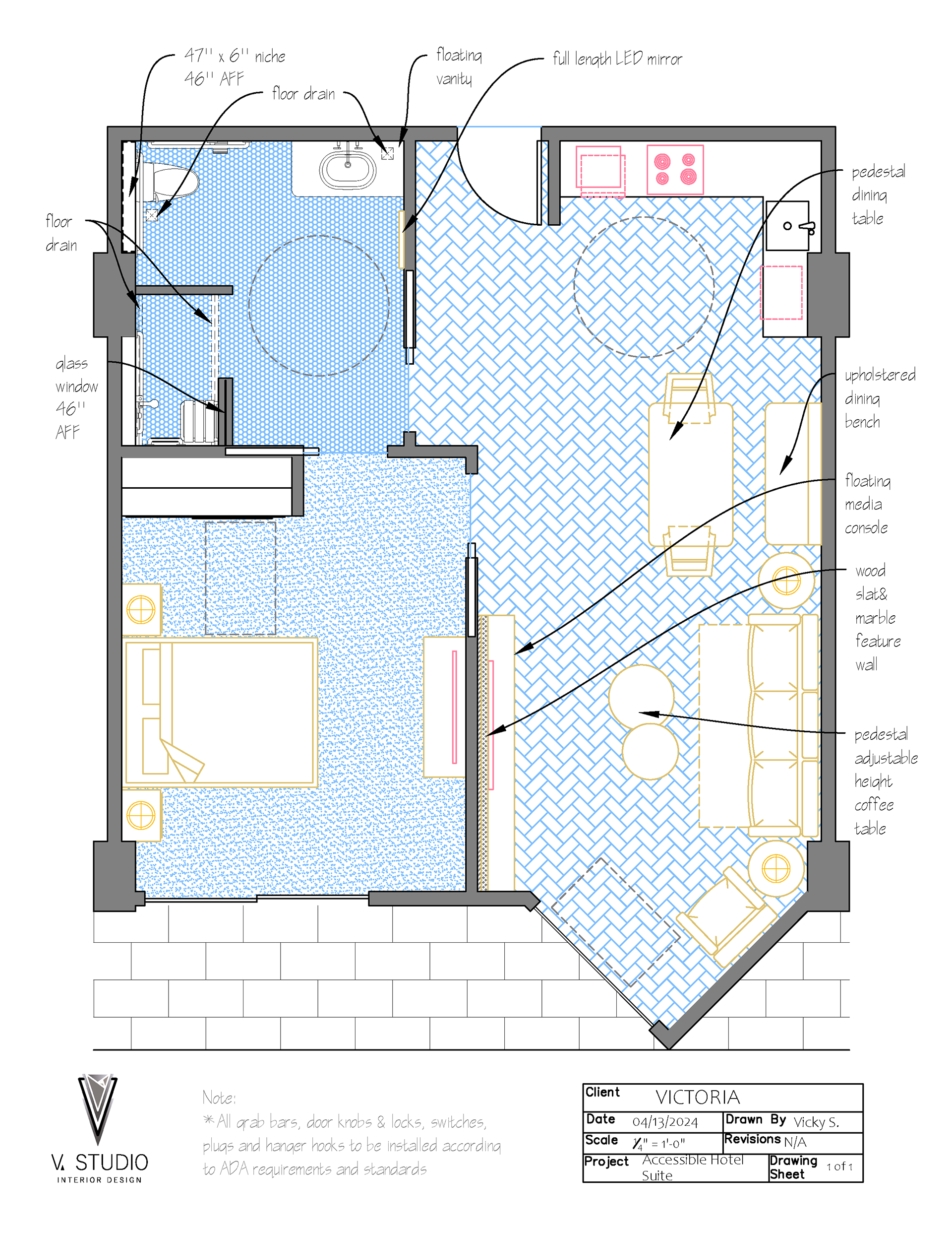 ADA Hotel Suite floor plan