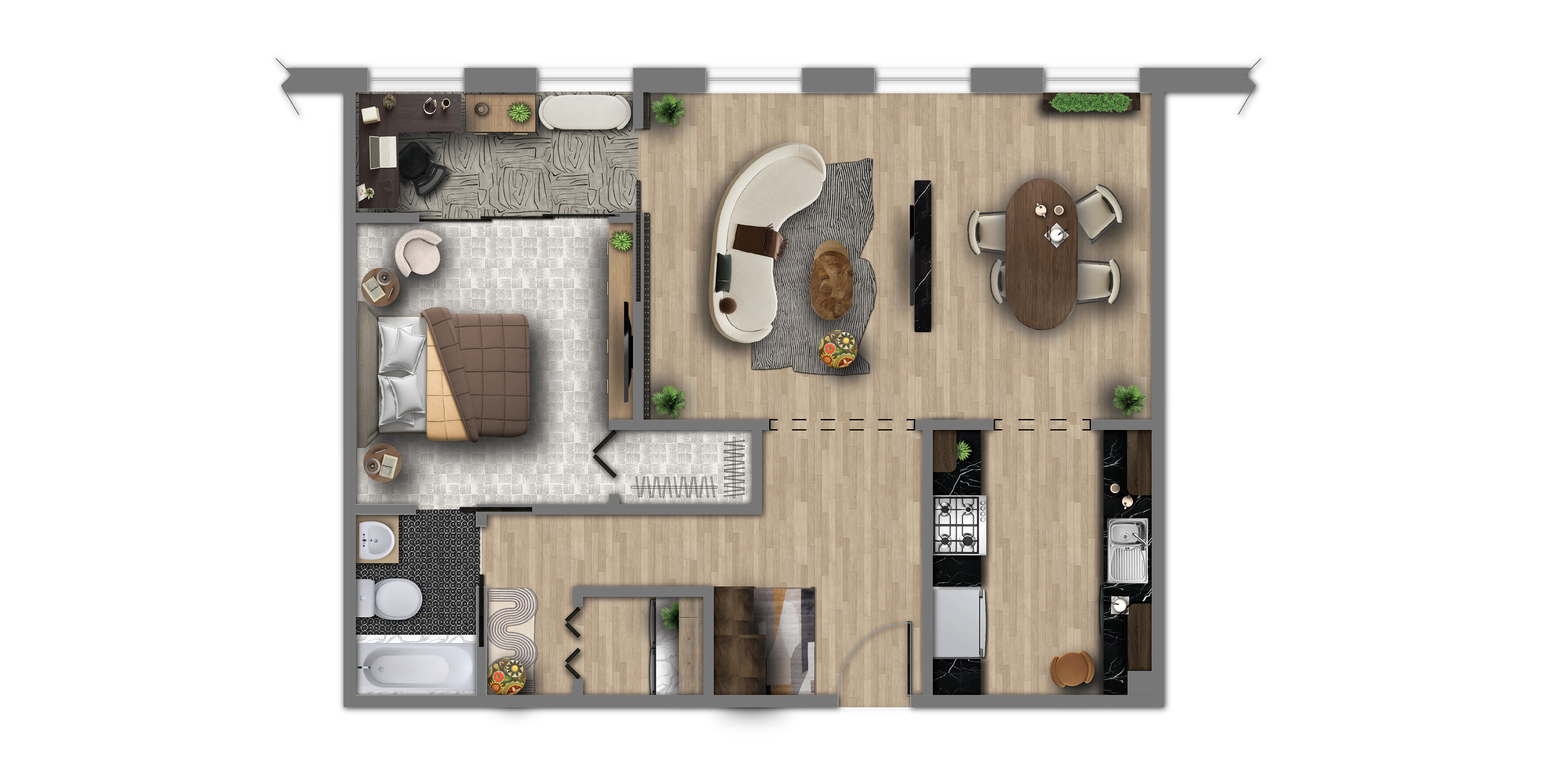 Rendered Floor Plan in Adobe Illustrator