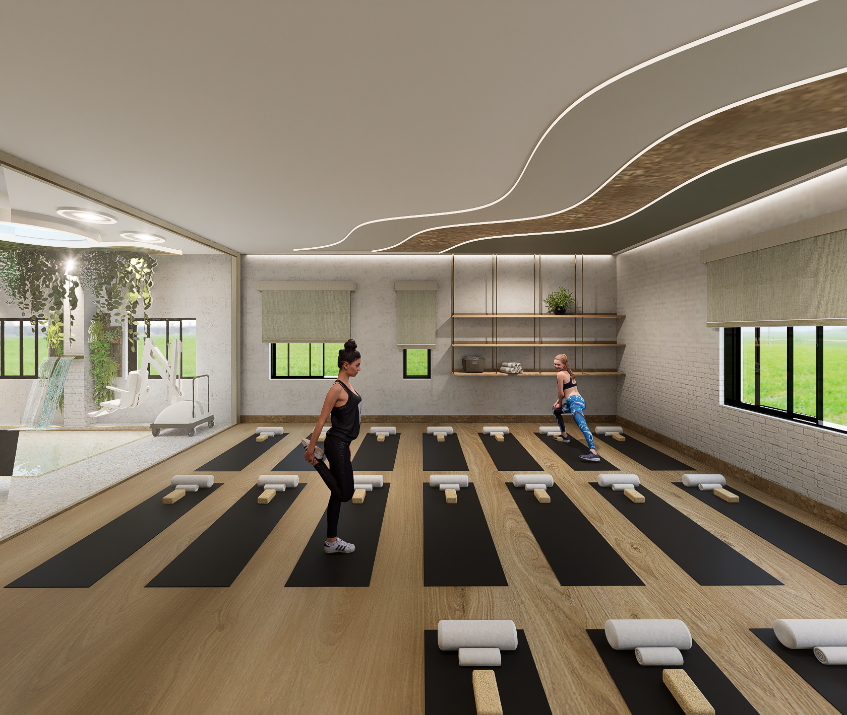 Exercise Room with Pool View