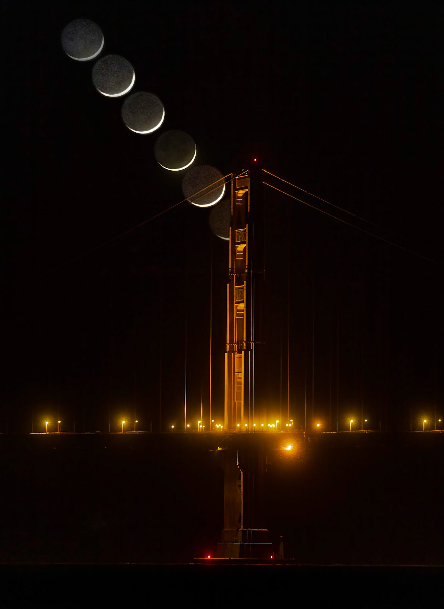 Golden Gate Bridge Moonset