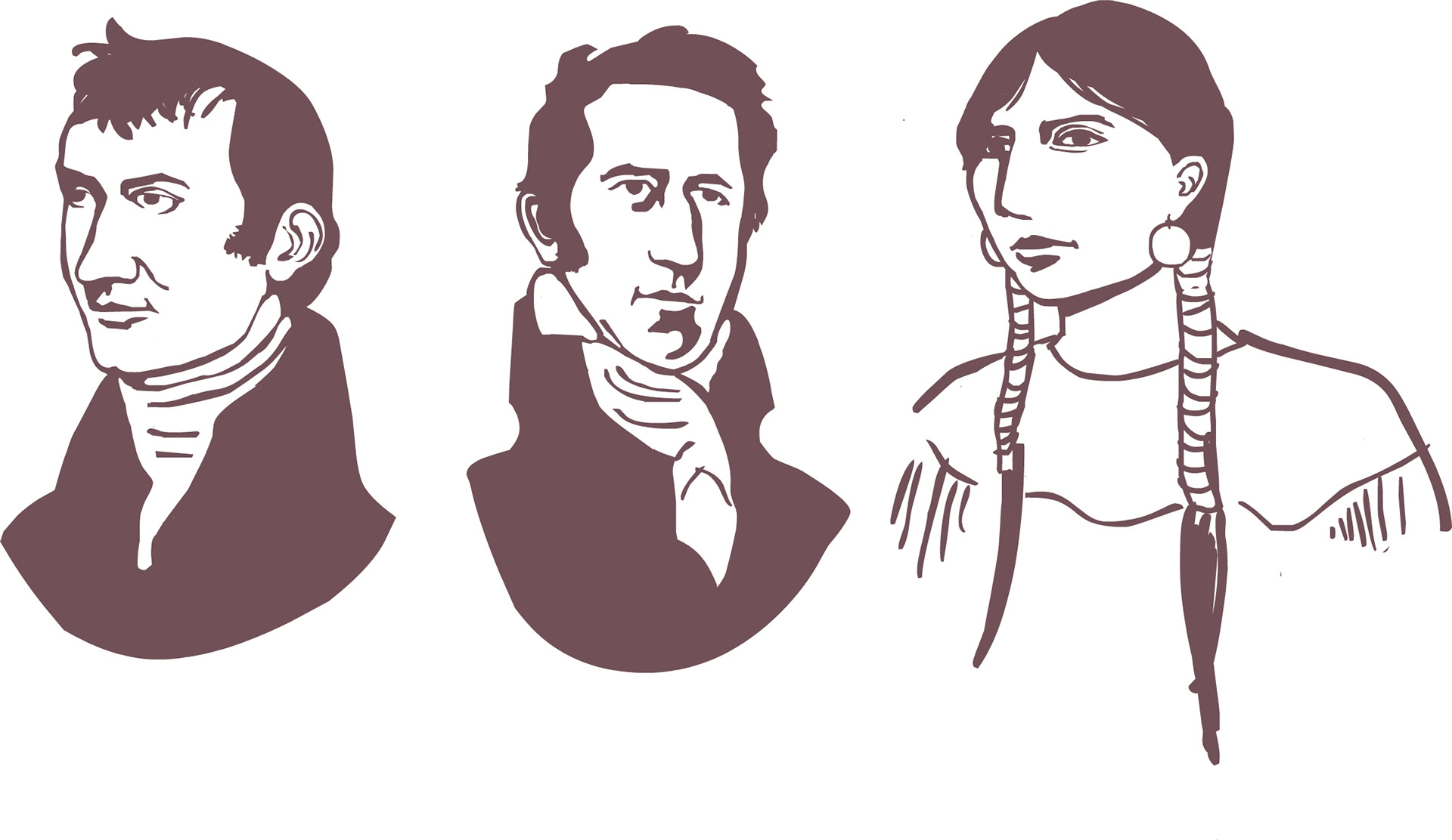 Lewis, Clark, and Sacagawea
