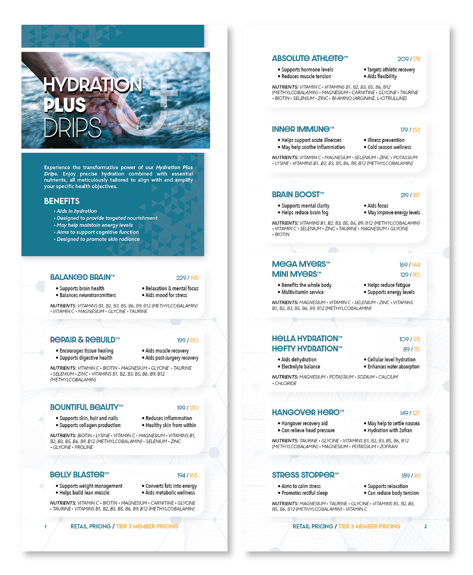 4" x 11" Menu Interior Panels 1 & 2