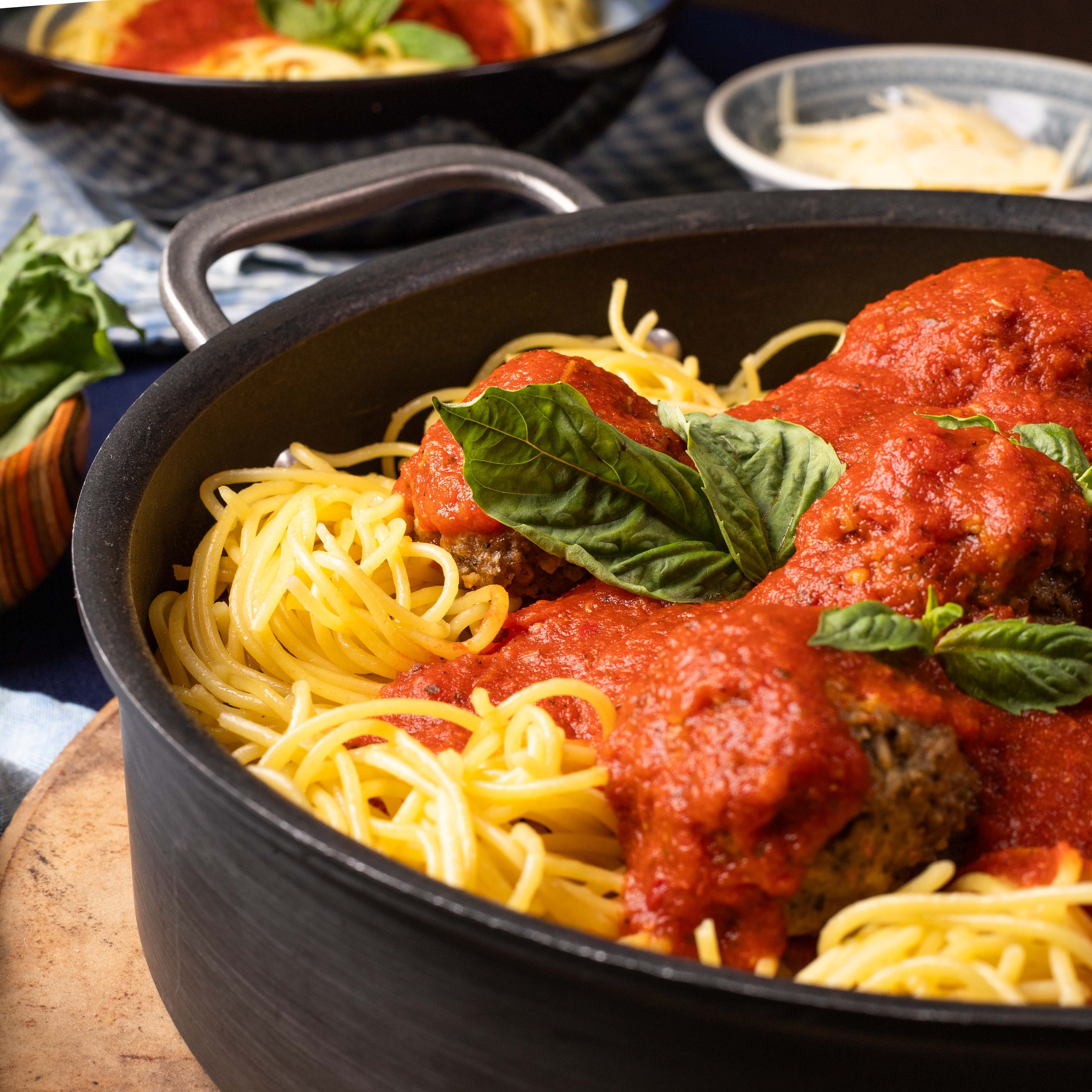 Spaghetti & Meatballs w/ Fresh Basil