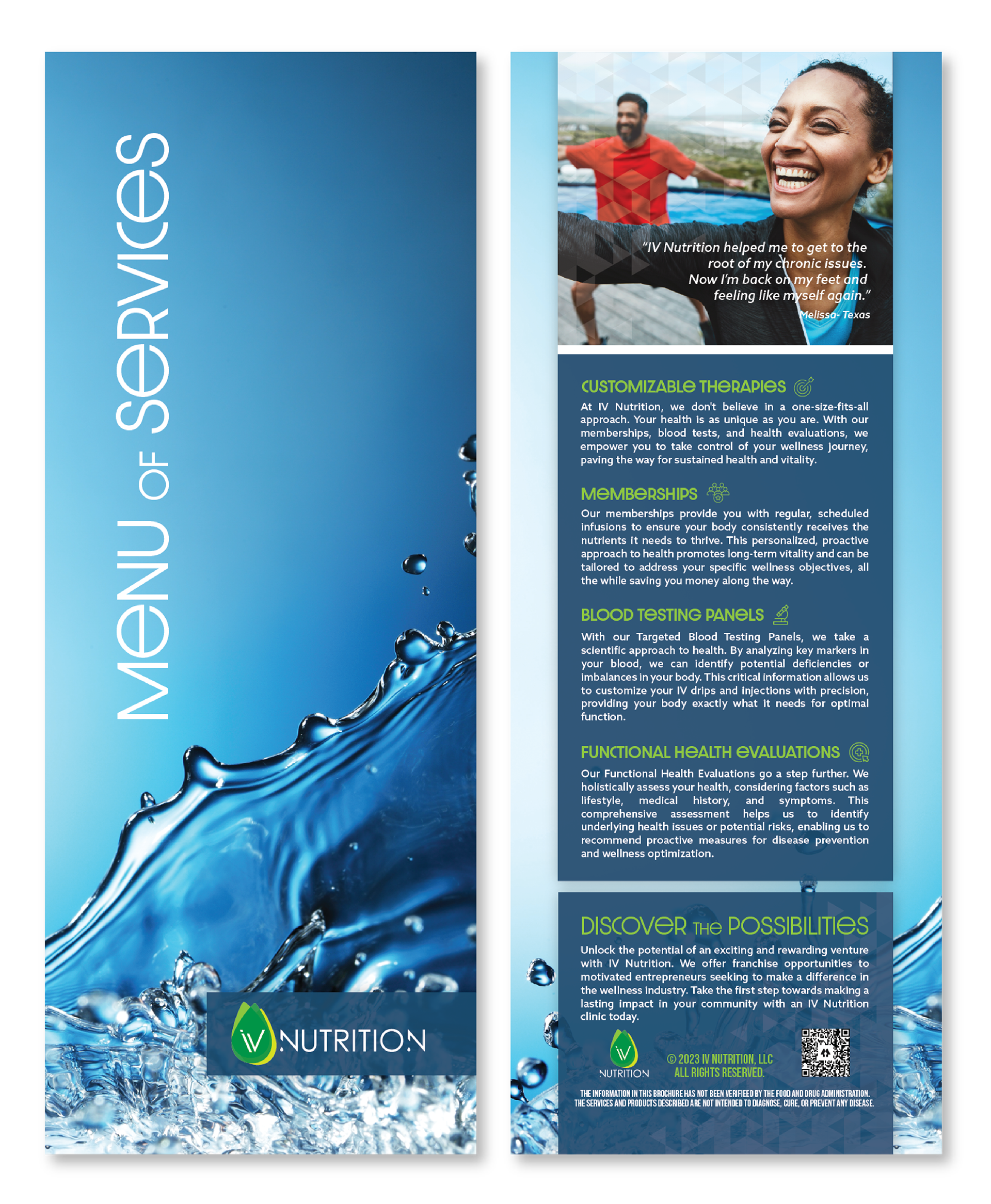 4" x 11" Menu Front & Back Cover Panels