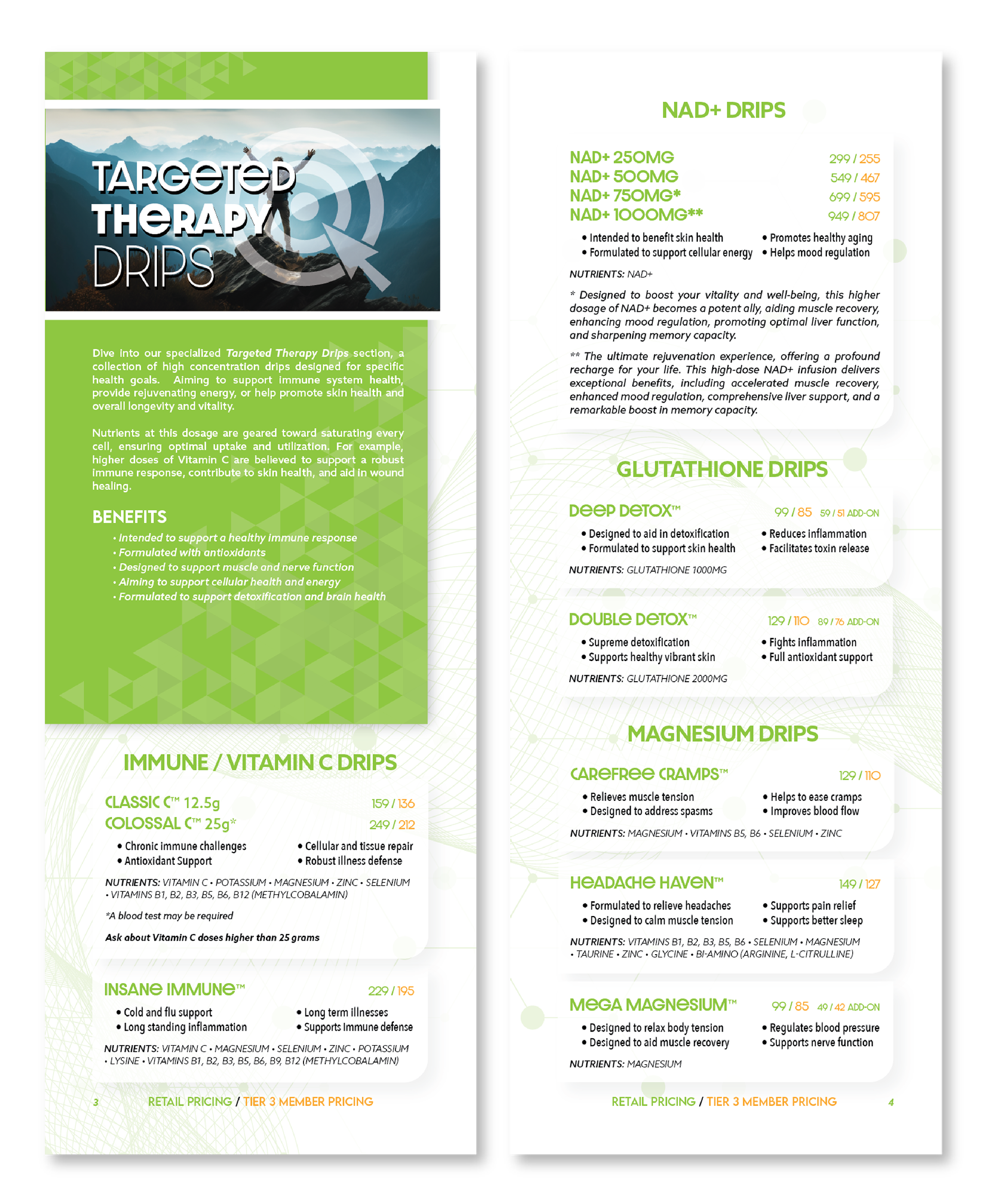 4" x 11" Menu Interior Panels 3 & 4