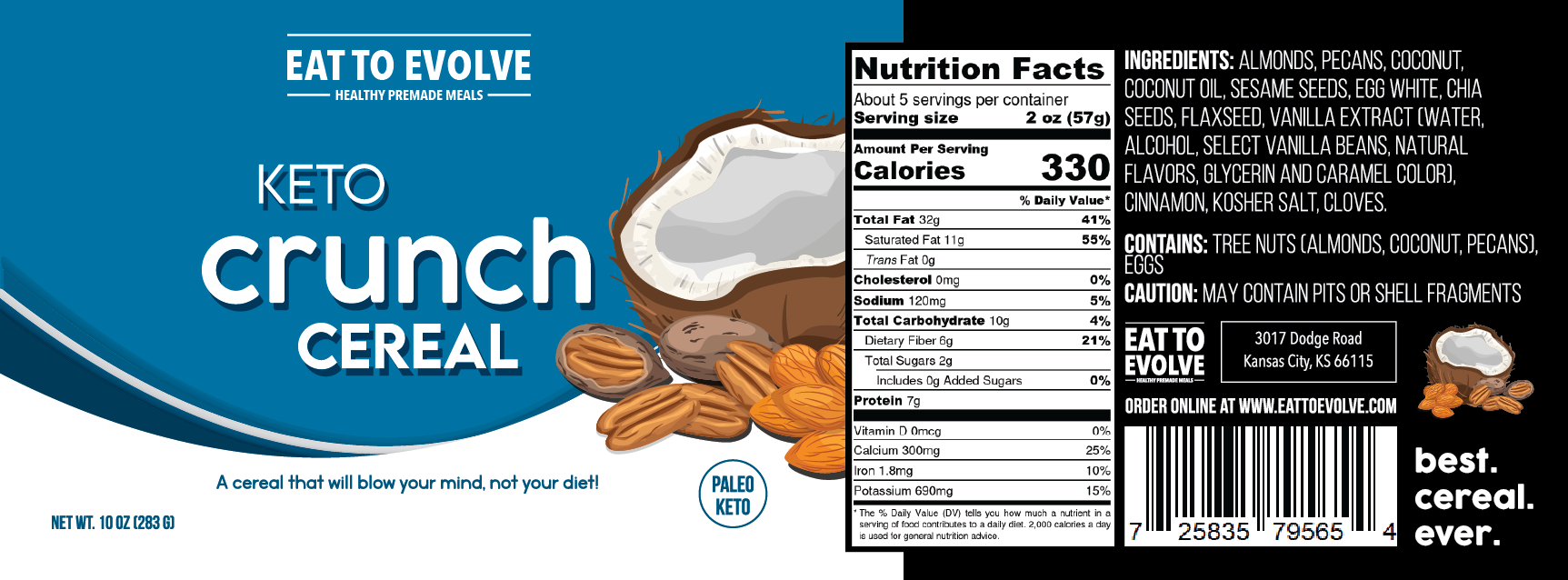 Flat Design 11"x 4" Breakfast Packaging Label 