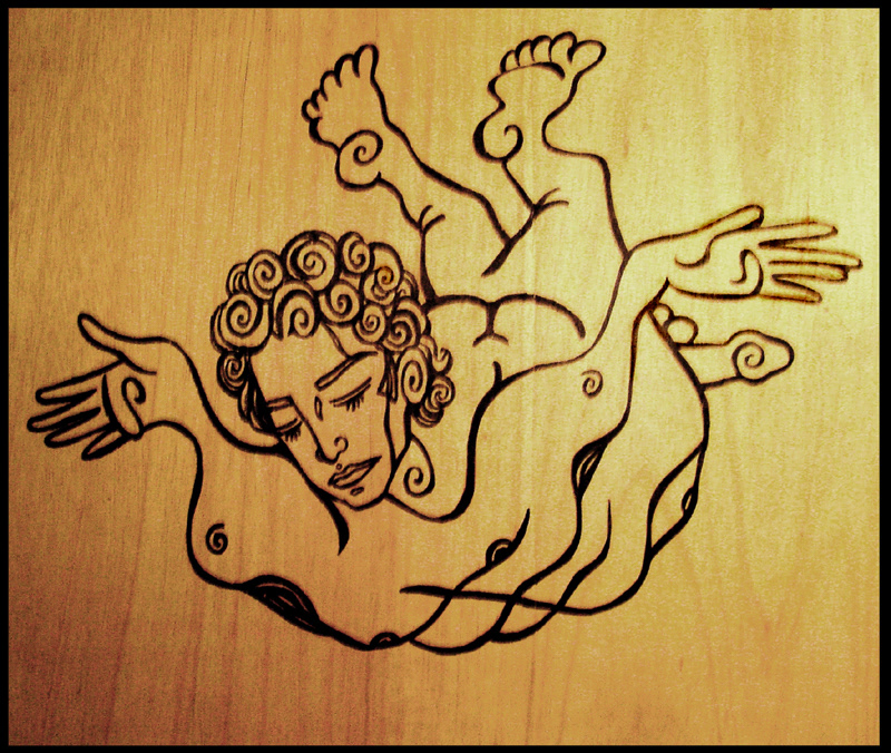 The Flying Man ╱ Marker on wood board
