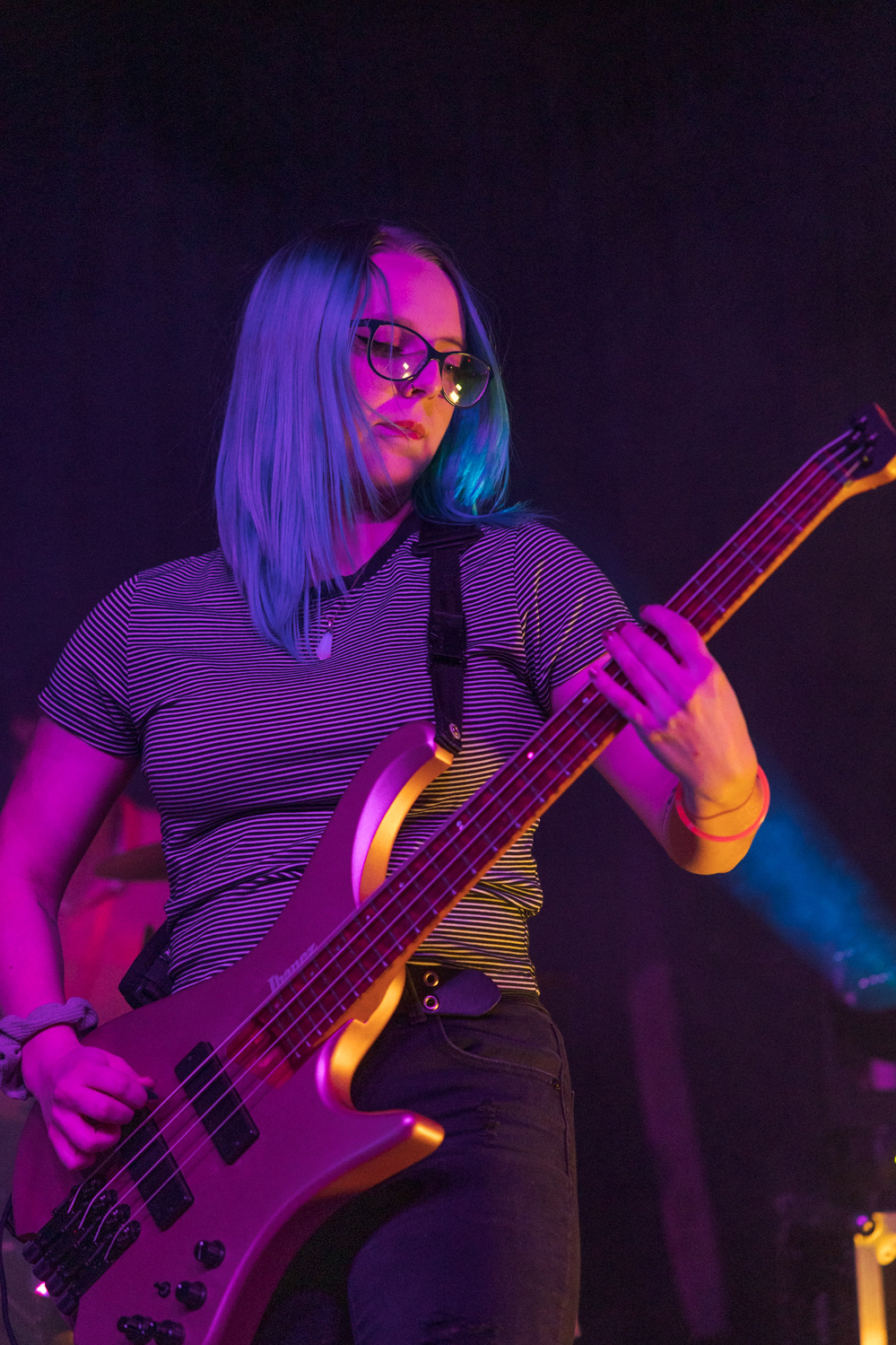 Kelsey Gant, bass guitarist for for Denver, Colorado pop-punk band Suitable Miss, performs at The Coast during the band's Fall Tour 2022, Oct. 23.
