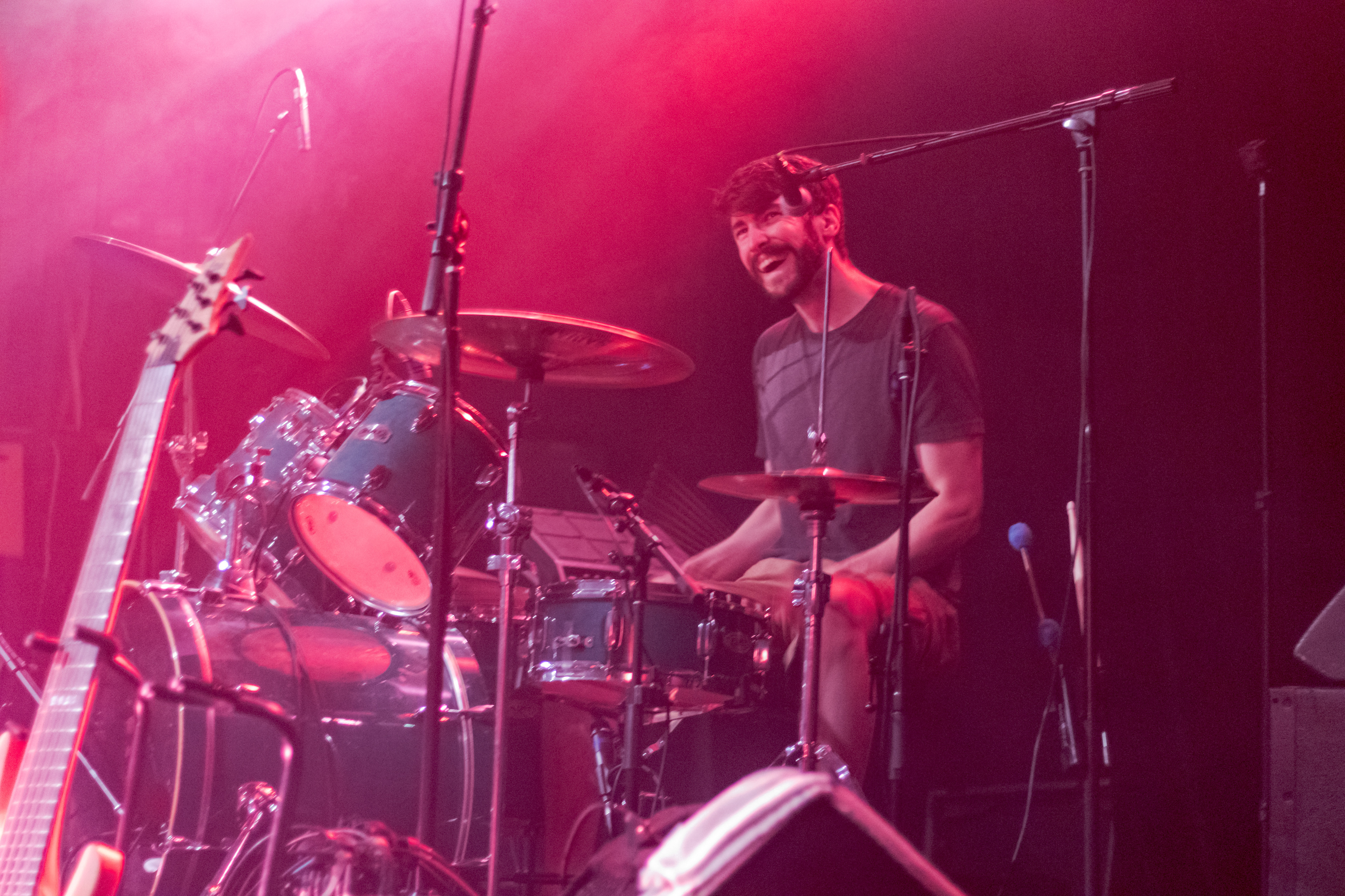 Mike Davis, drummer and backing vocalist for Chess at Breakfast, performs during the Farewell World Tour concert at the Aggie Theatre July 2.