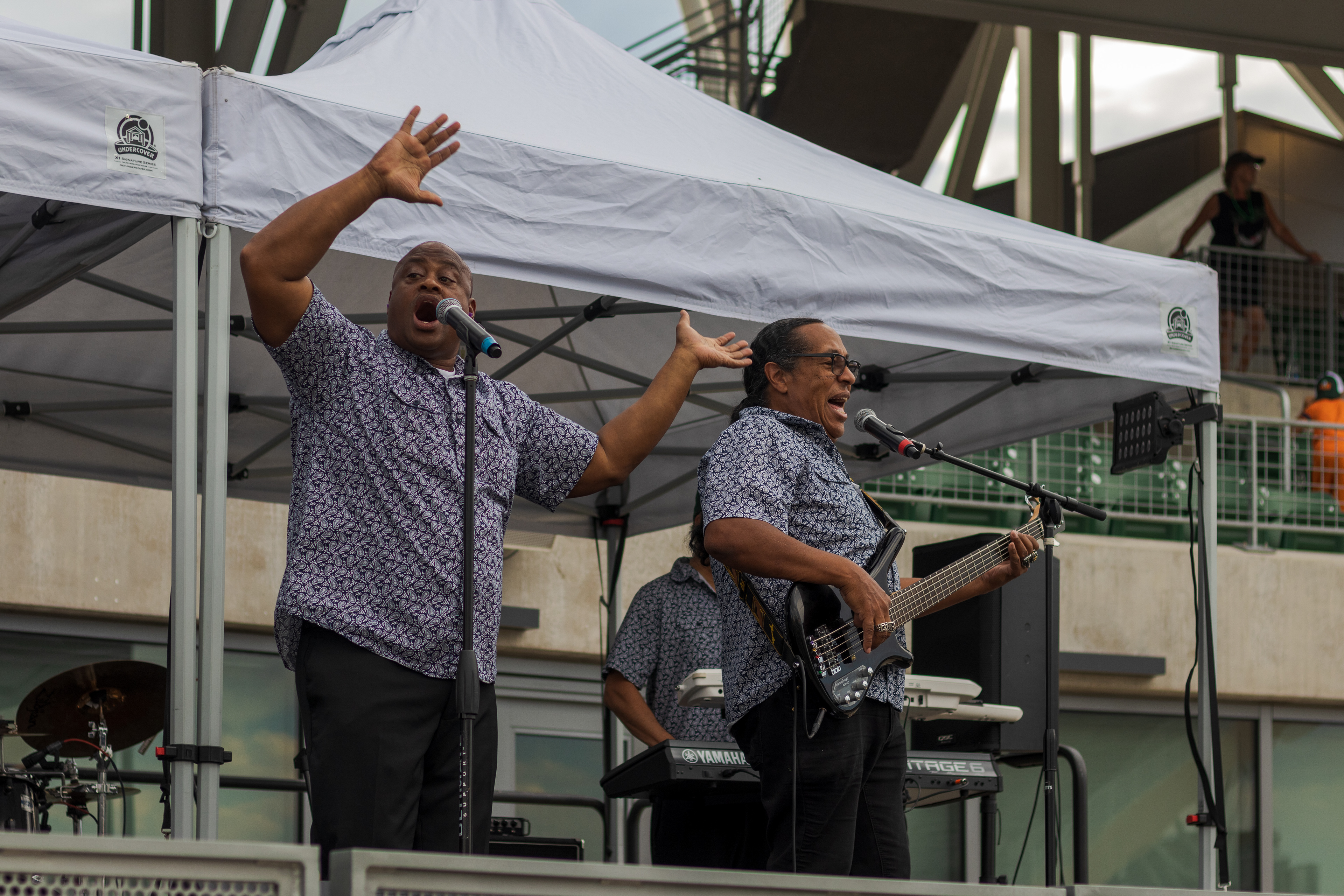 Jimi Alexander and Isaac Points of The Jakarta Band perform in the Lagoon Summer Concert Series at Canvas Stadium July 9.