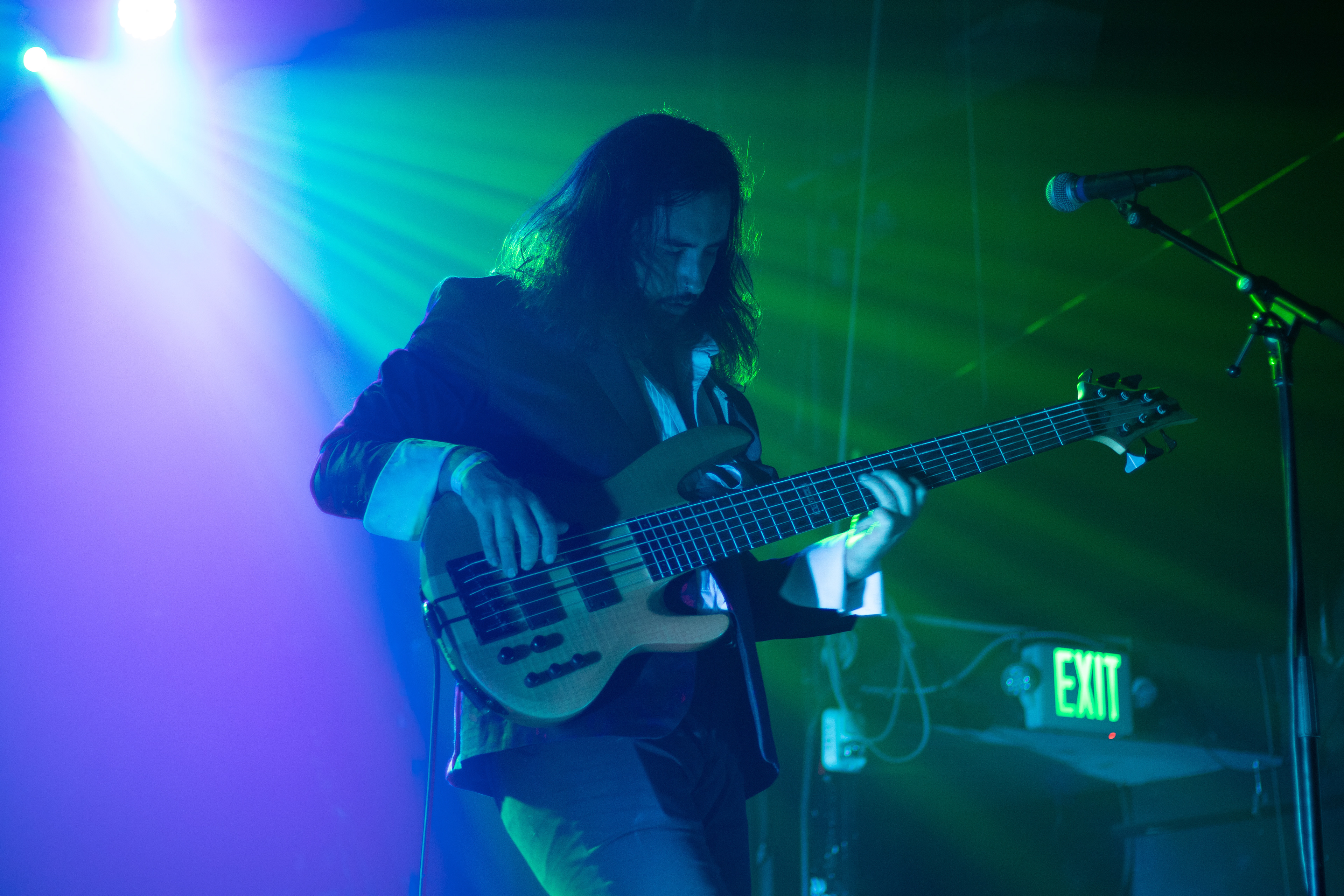 Justin Daggett, bassist and backing vocalist for Chess at Breakfast, performs during the Farewell World Tour concert at the Aggie Theatre July 2.