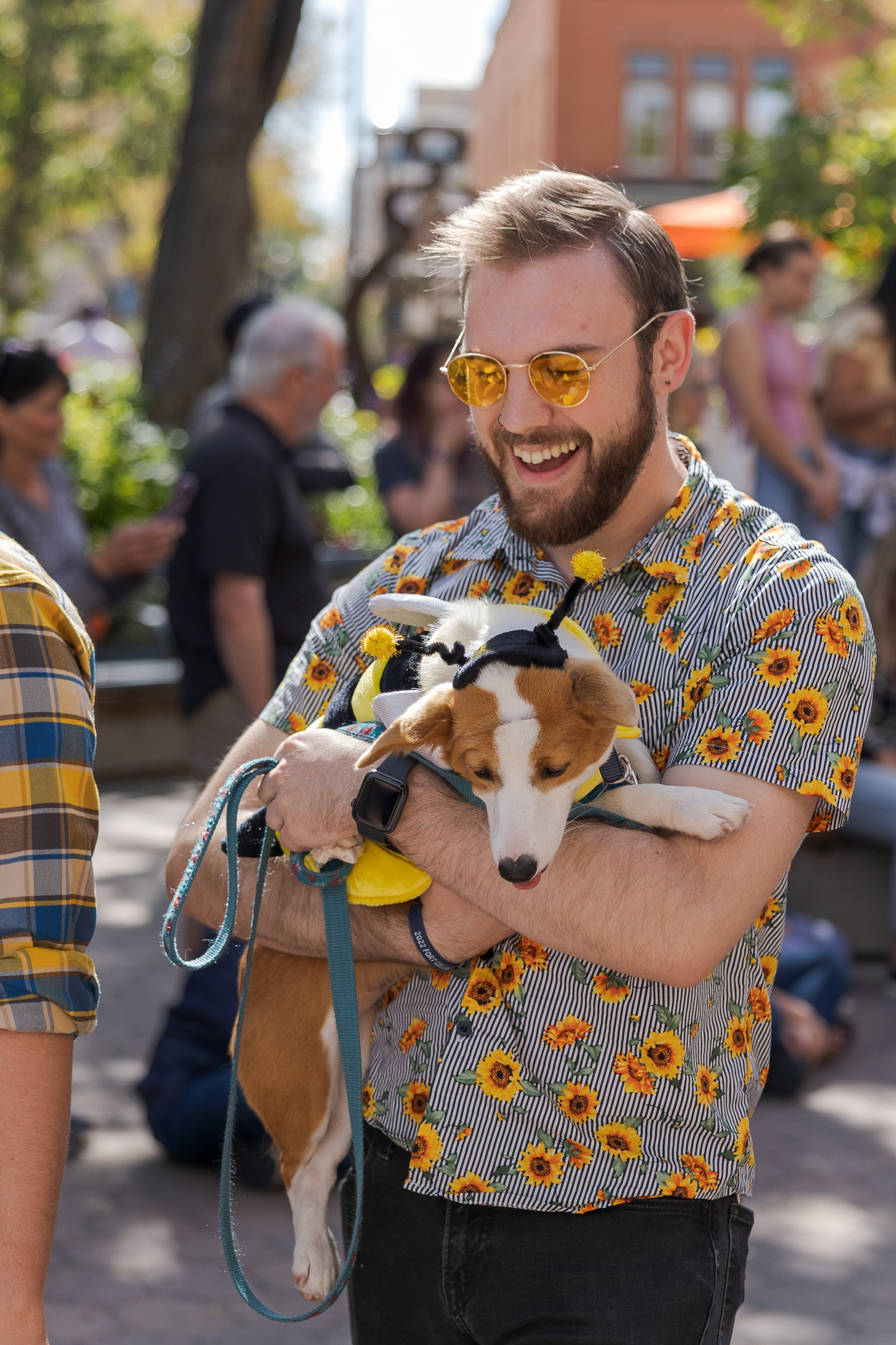 Jarek McCartek poses with Dorothy the corgi during the Tour de Corgi parade Oct. 1.