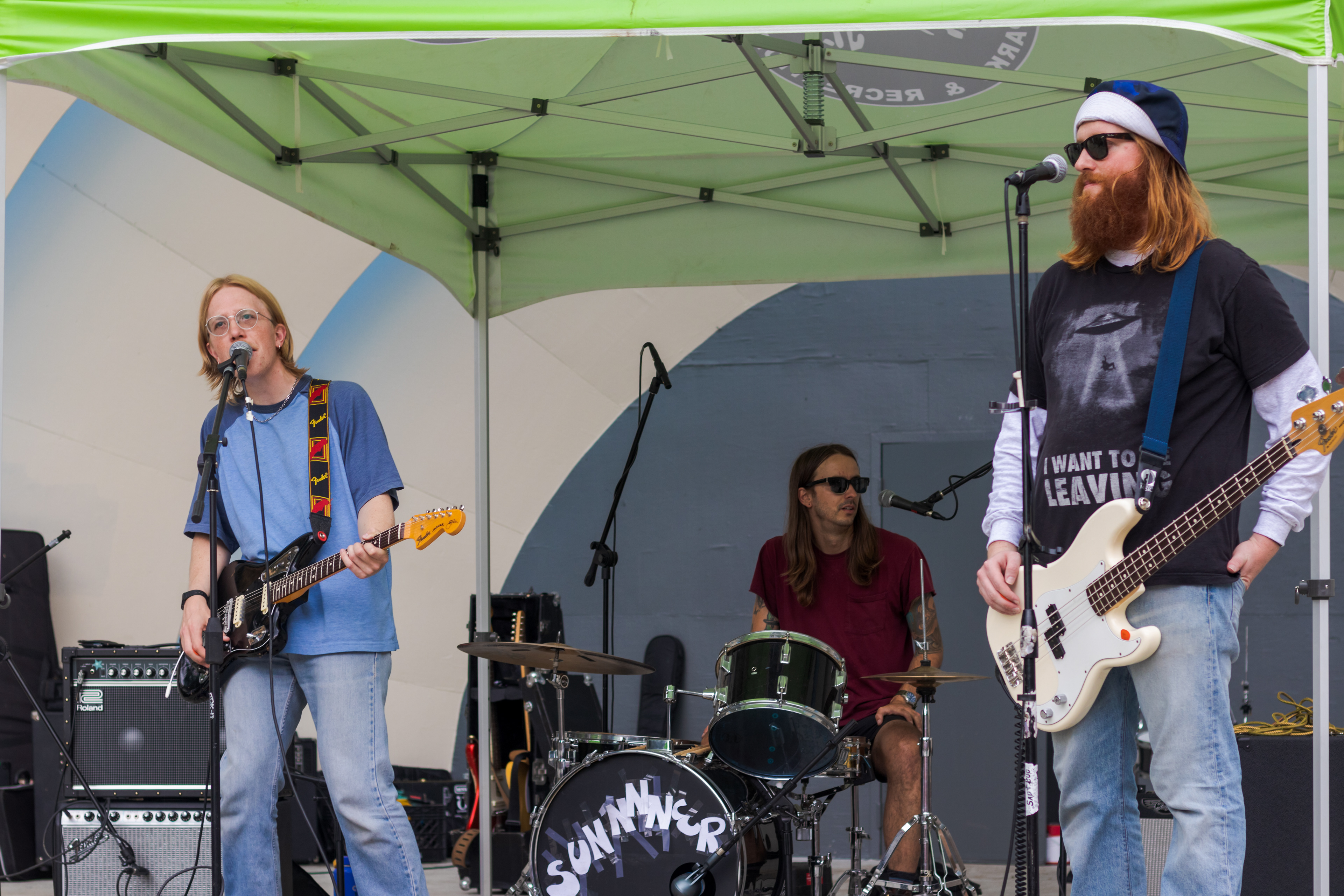 Jakob Mueller and Oliver Mueller of Fort Collins band Slow Caves perform with drummer Steven Hartman during Casual Fest at the Boulder Bandshell July 23.