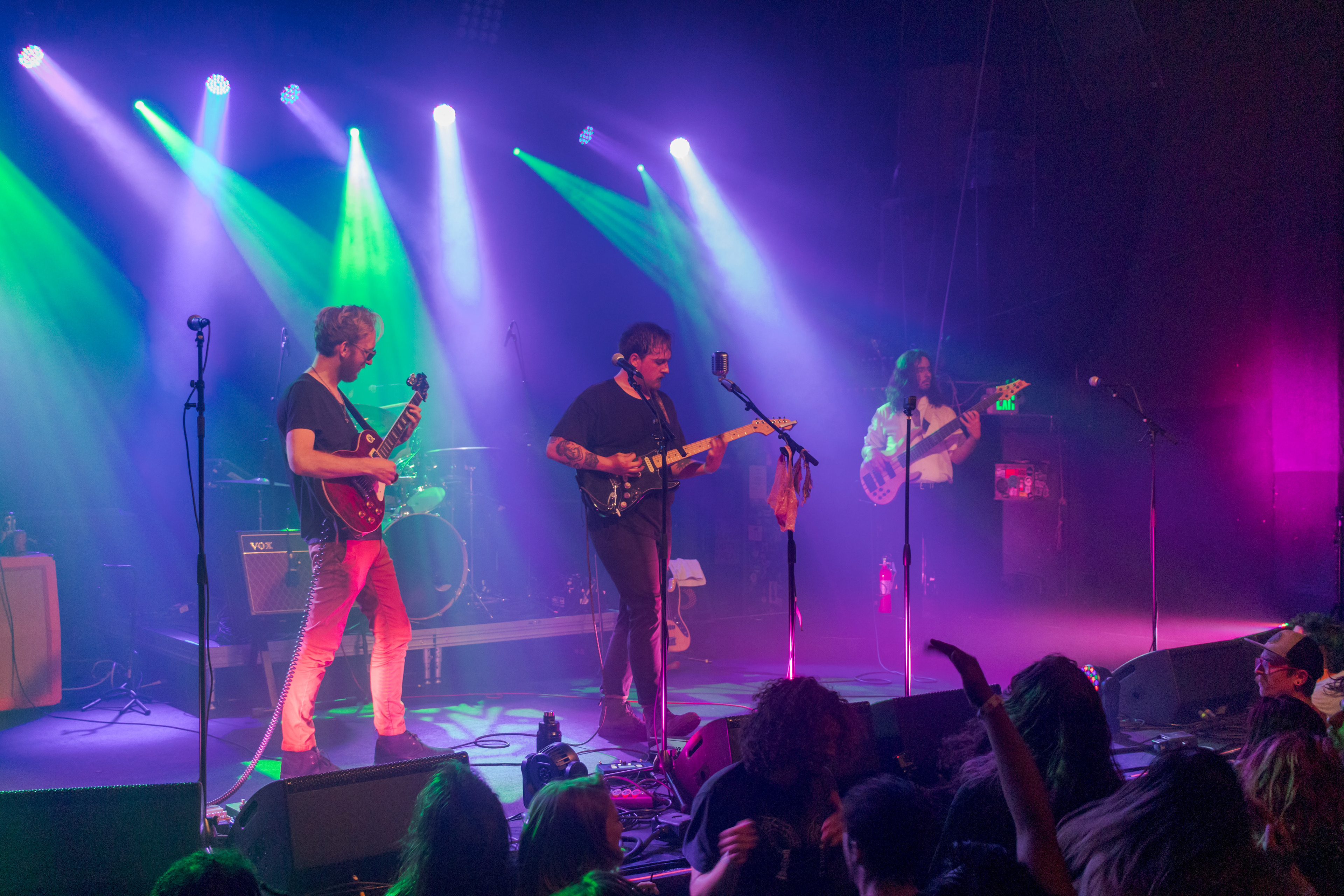 Colin Farnsworth, Caleb McFadden and Justin Daggett of Chess at Breakfast perform during the Farewell World Tour concert at the Aggie Theatre during the Farewell World Tour July 2.