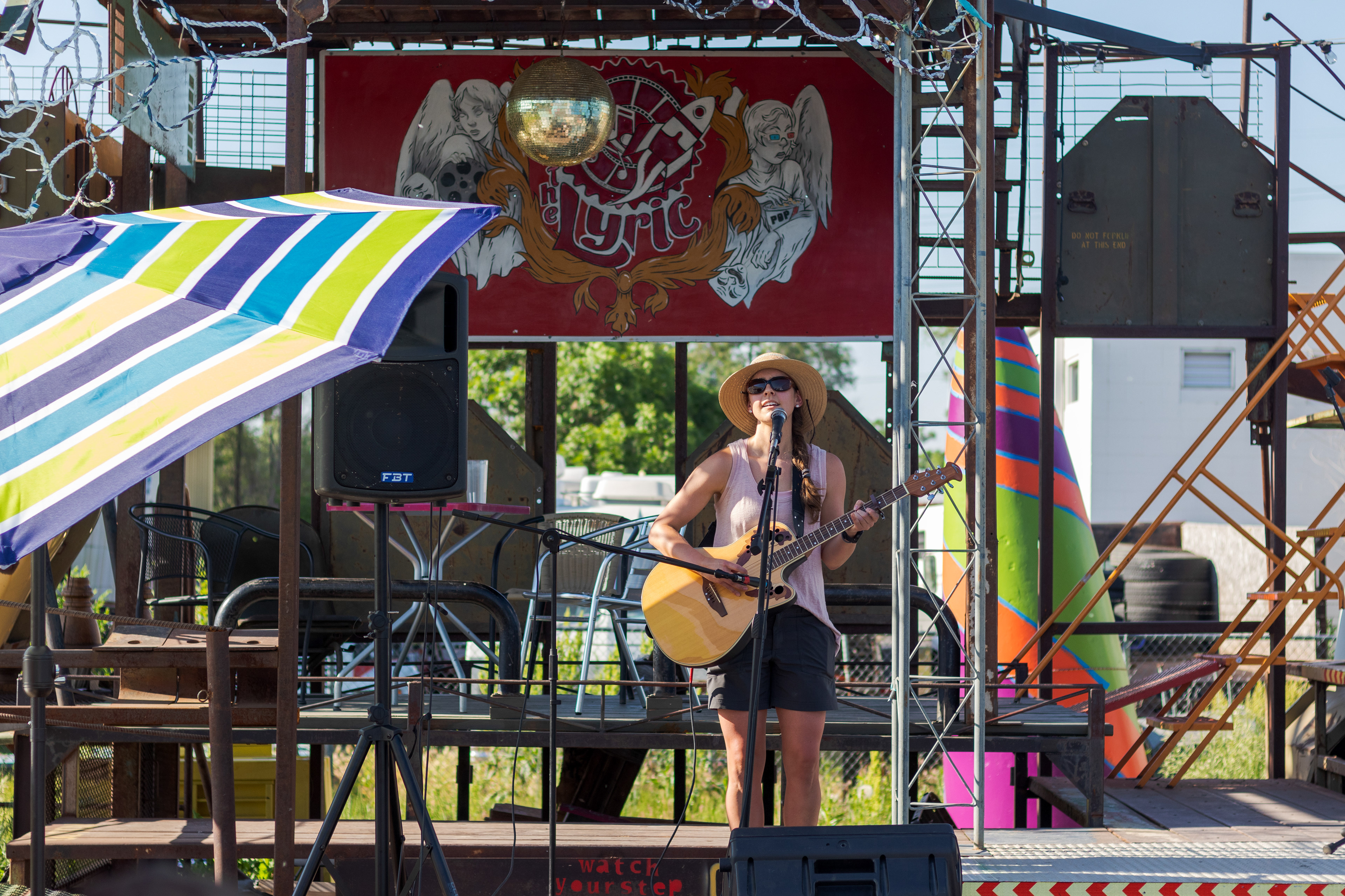 Cathleen Balantic performs at The Lyric's open mic night June 14. Balantic learned of the open mic on the day of the event and said decided to attend because she "would like to meet other people to play with... I'm not really much of a solo act, personally."