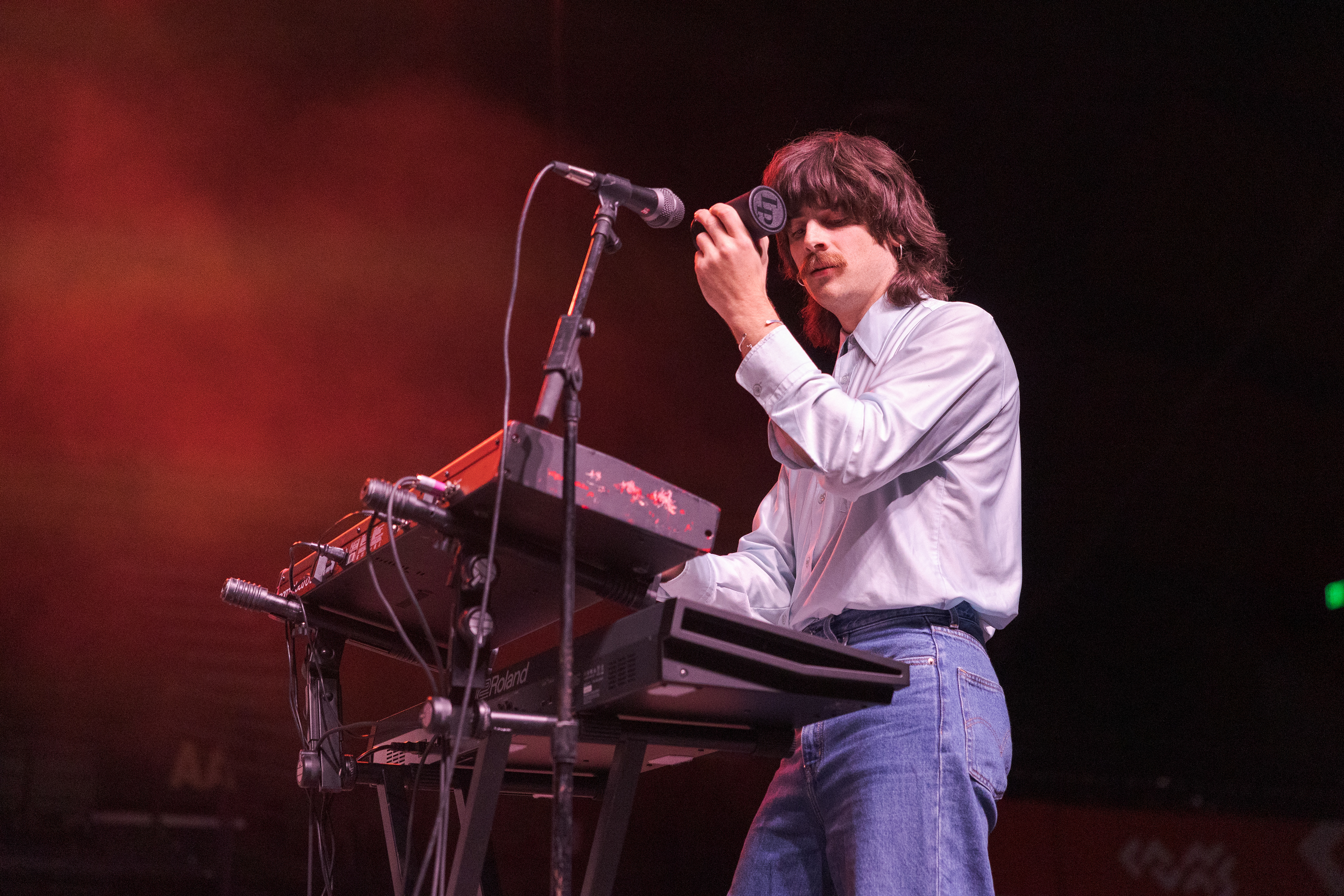 Norrie Swofford, touring keyboardist for Dayglow, performs "Then It All Goes Away" during RamFest at Moby Arena April 27.