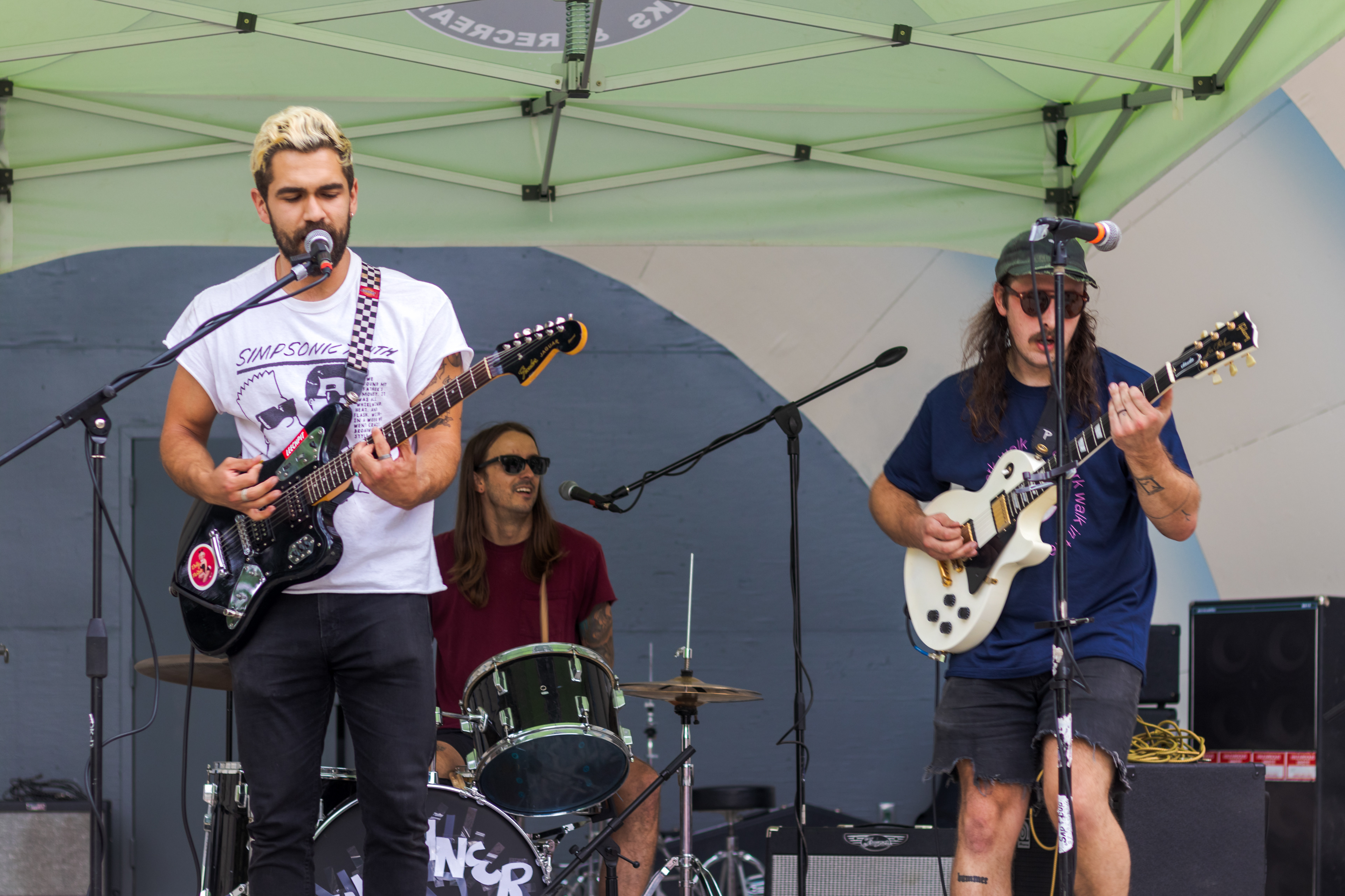 Raymond Suny, Steven Hartman, and Zachary Visconti of Fort Collins band The Sickly Hecks perform during Casual Fest at the Boulder Bandshell July 23.