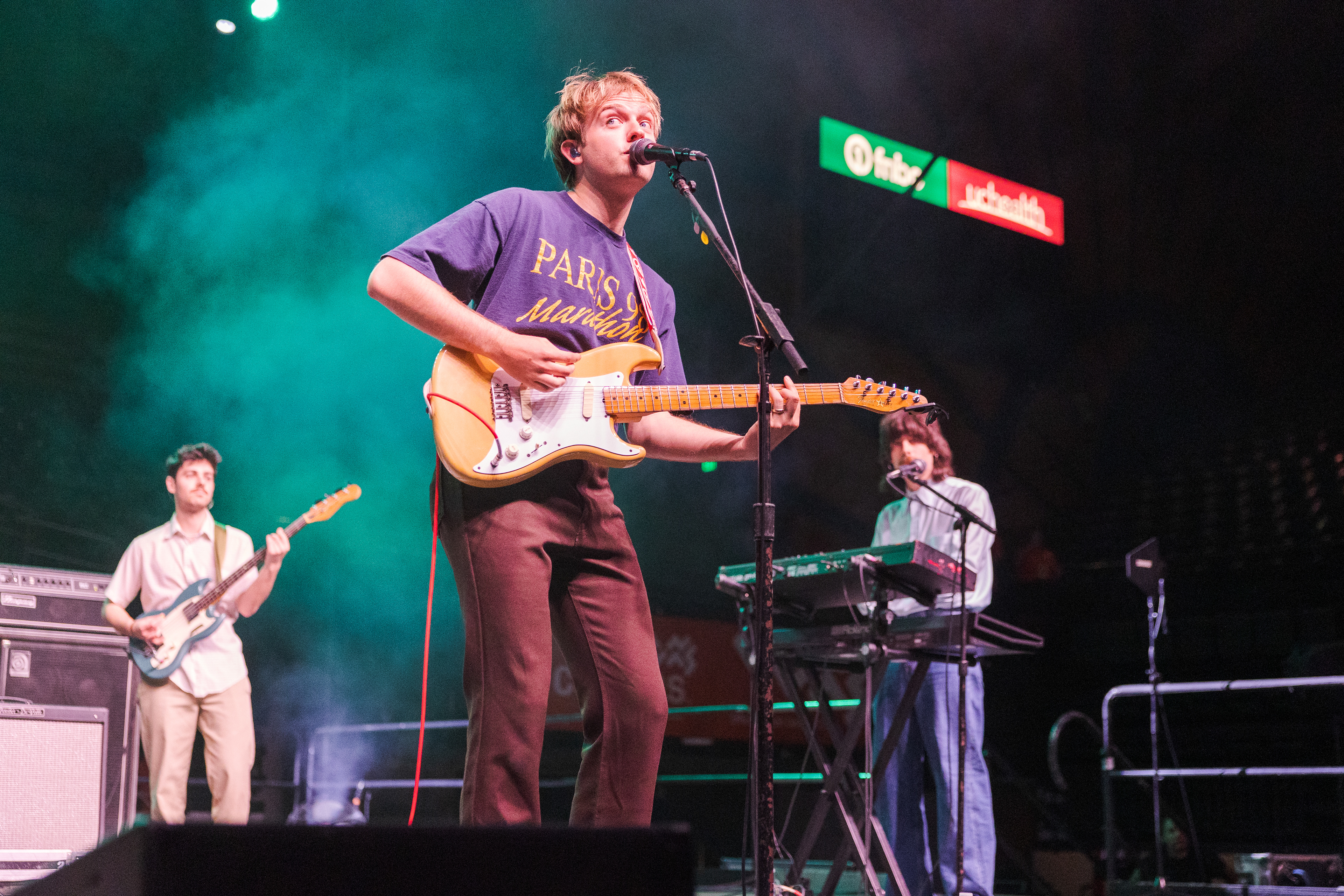 Peyton Harrington, Sloan Struble and Norrie Swofford of Dayglow perform "Hot Rod" during RamFest at Moby Arena April 27.