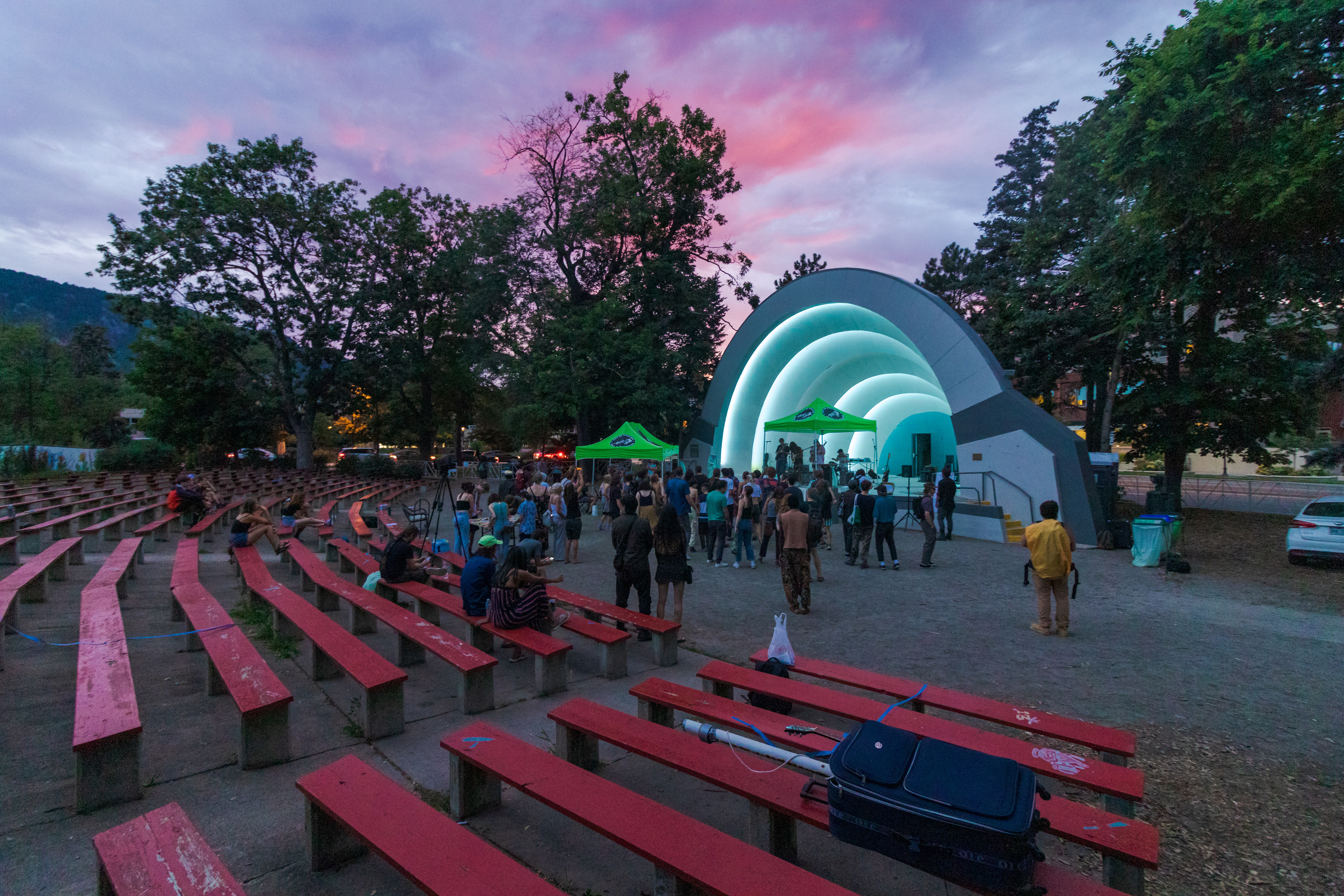 The sun sets over the Boulder Bandshell as Sunnnner performs at Casual Fest July 23. Casual Fest is advertised as "the world's first independent music and arts festival, for artists, by artists."