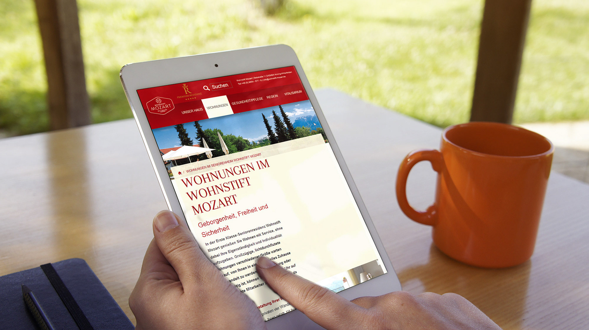 Wohnstift Mozart tablet view