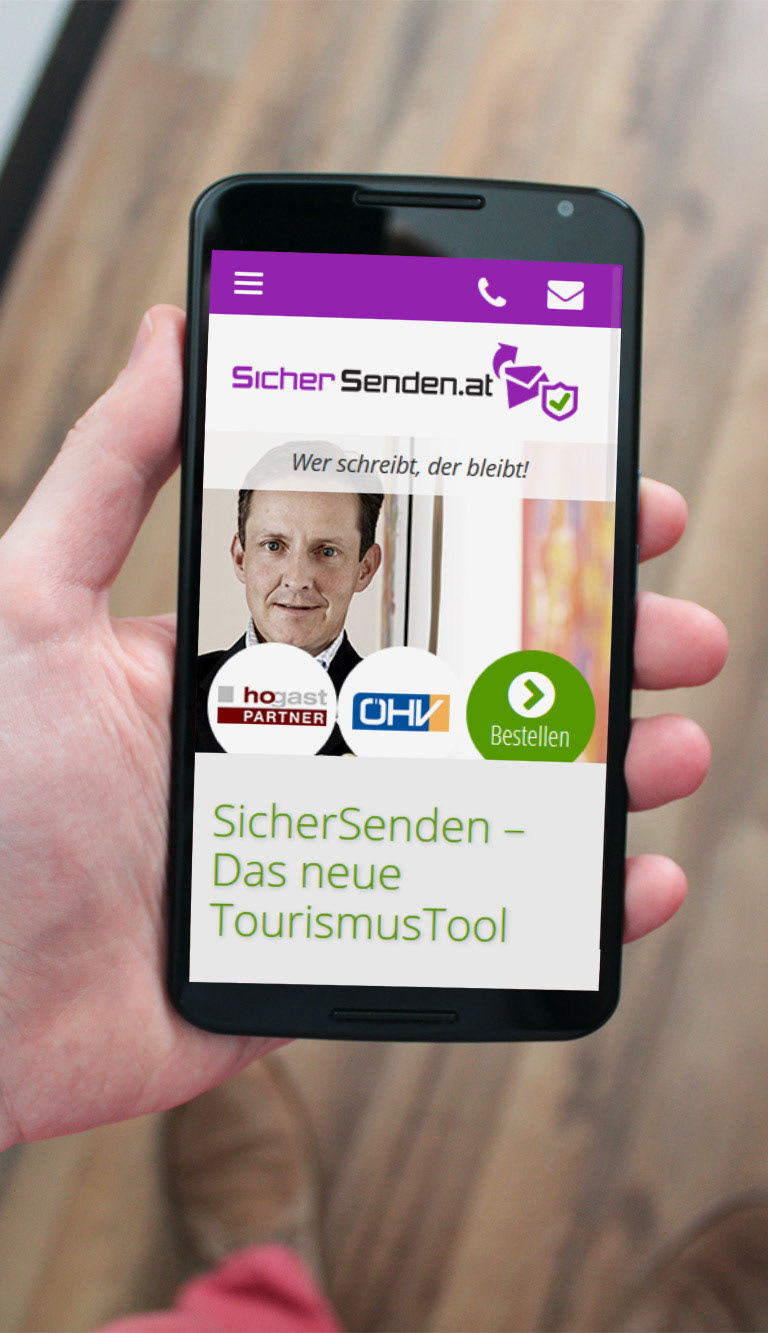 SicherSenden mobile view