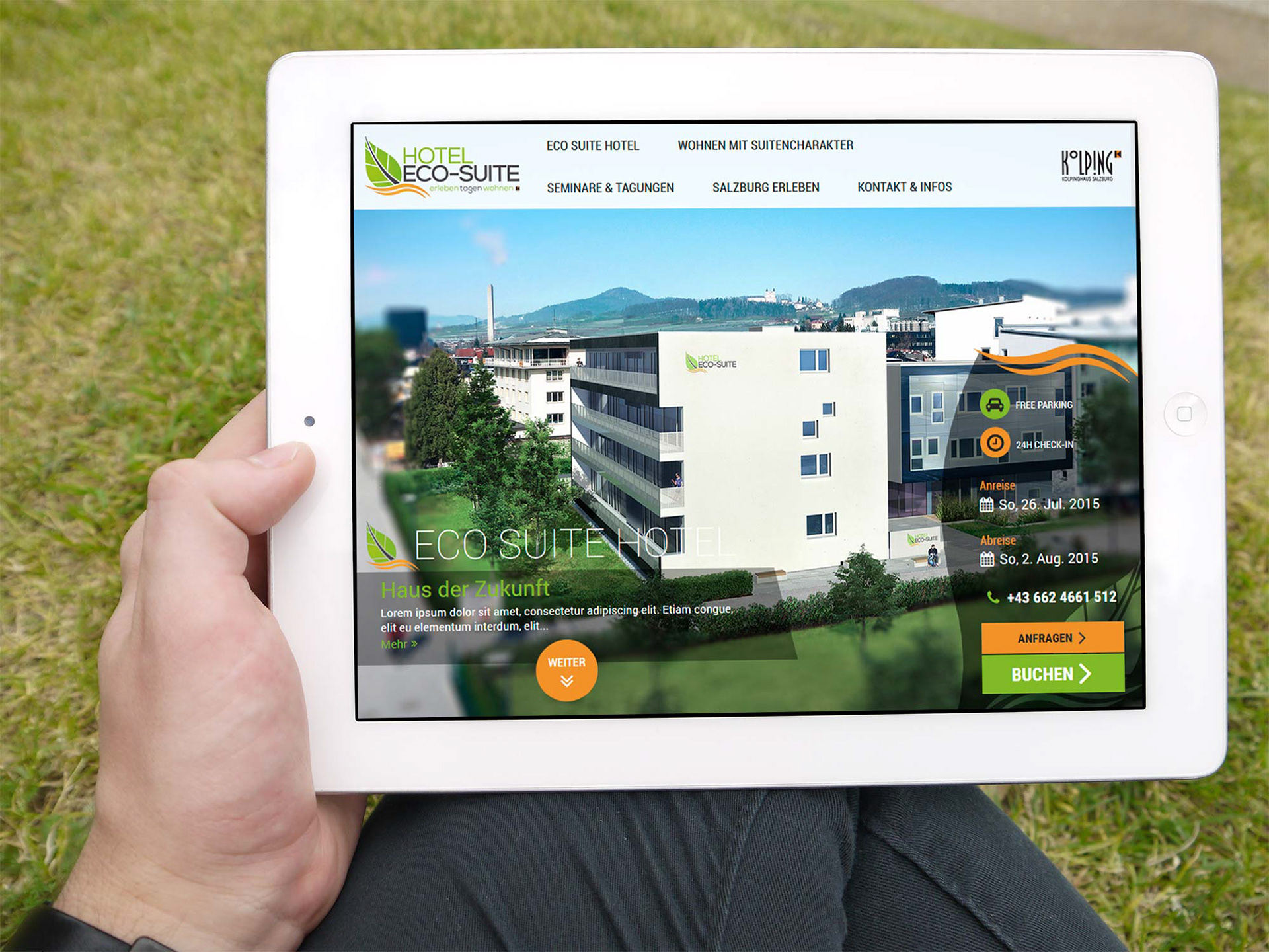 Eco Suite Hotel tablet view