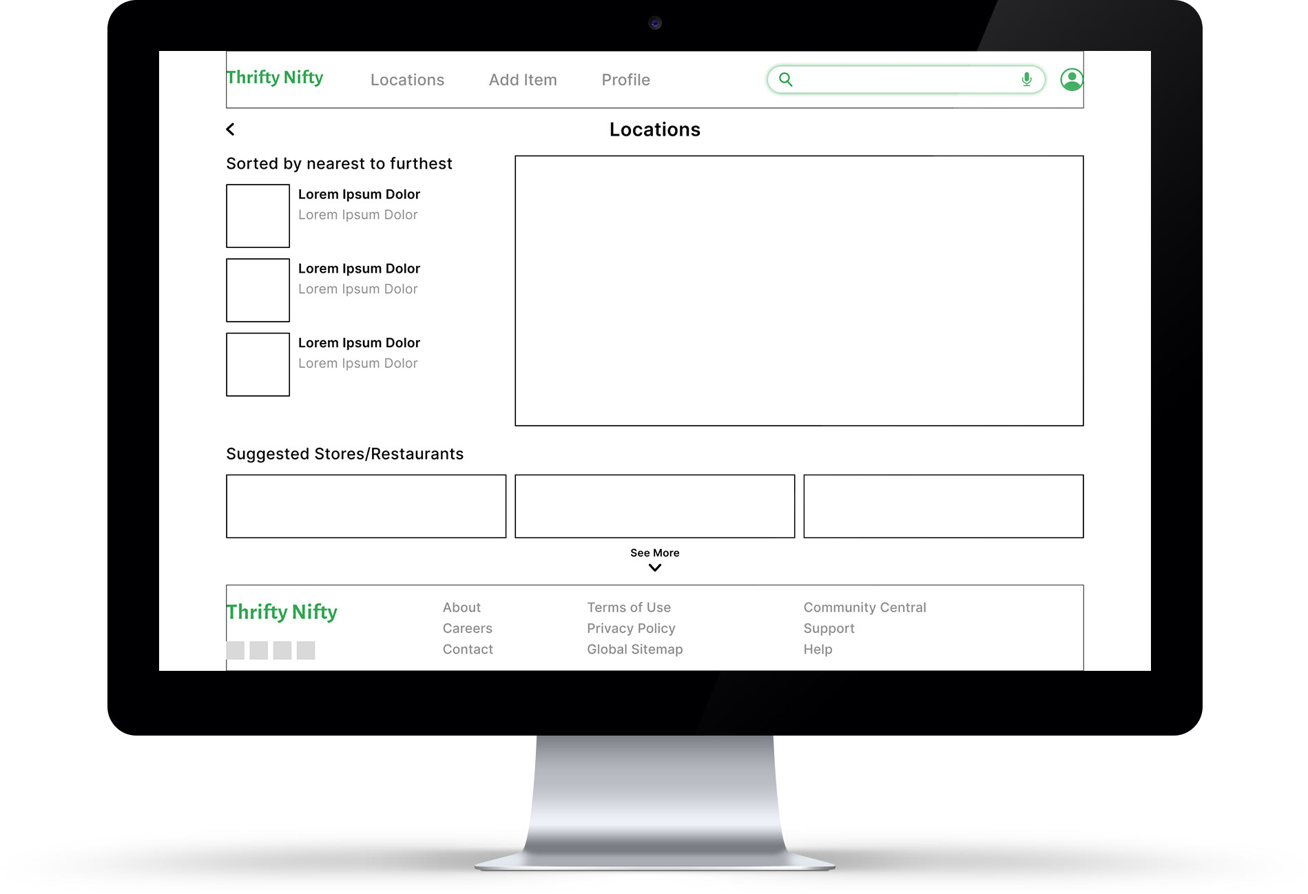 Digital Wireframe for Desktop Locations Page