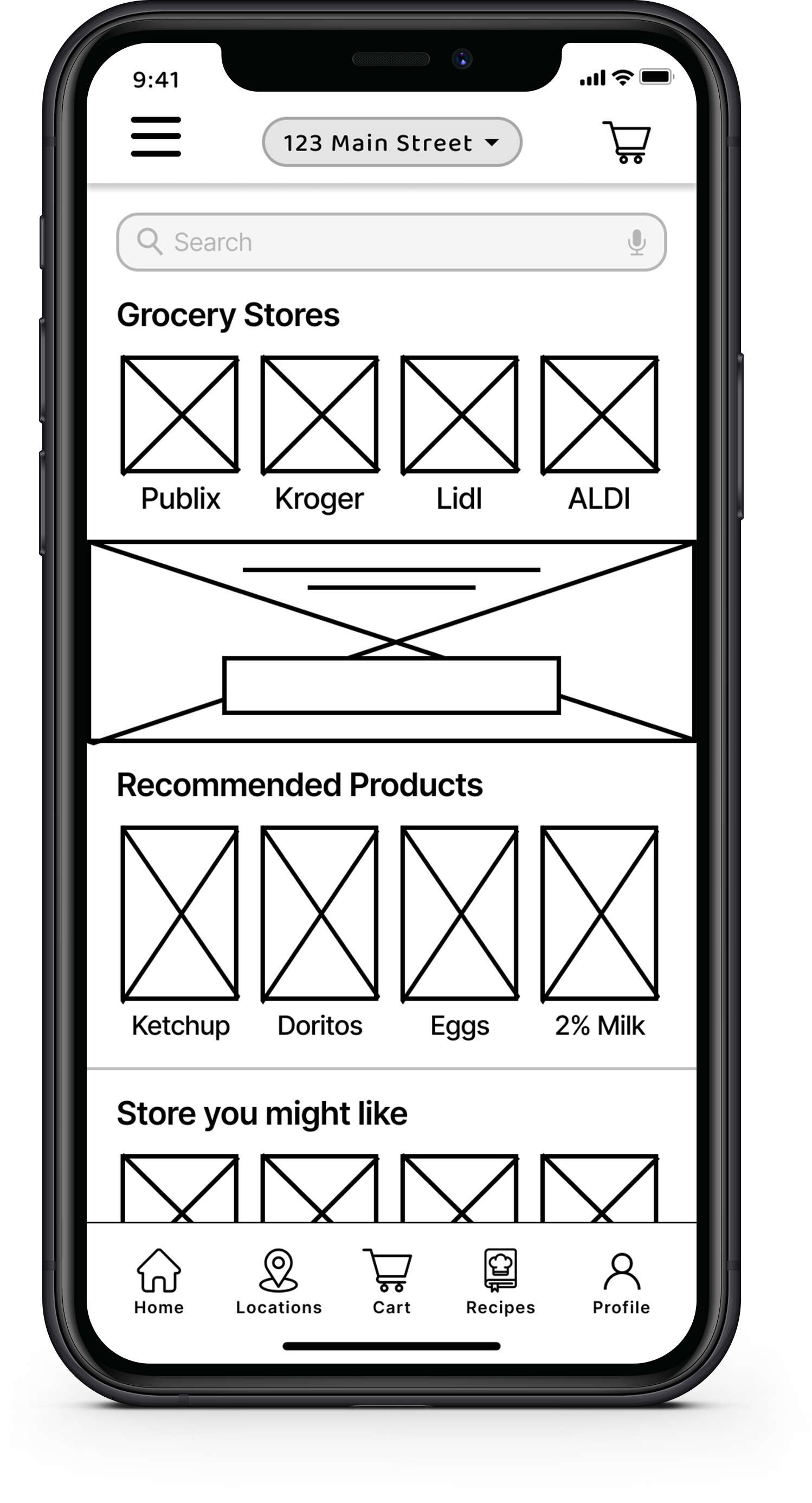 Digital Wireframe for App Homepage