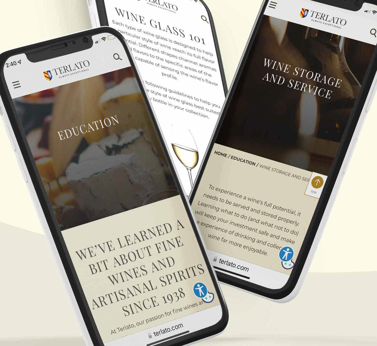 Screen grabs of www.terlato.com/education