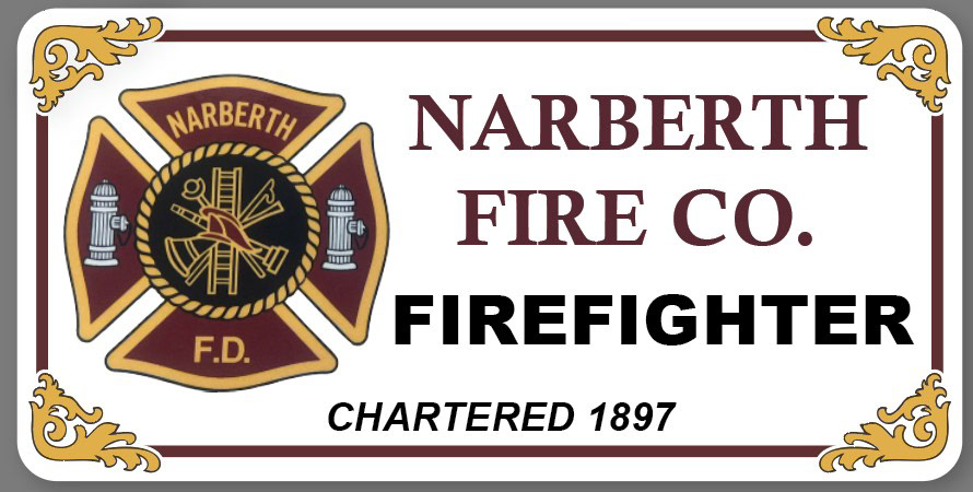 Recreated vintage decorative license plate for local fire company.