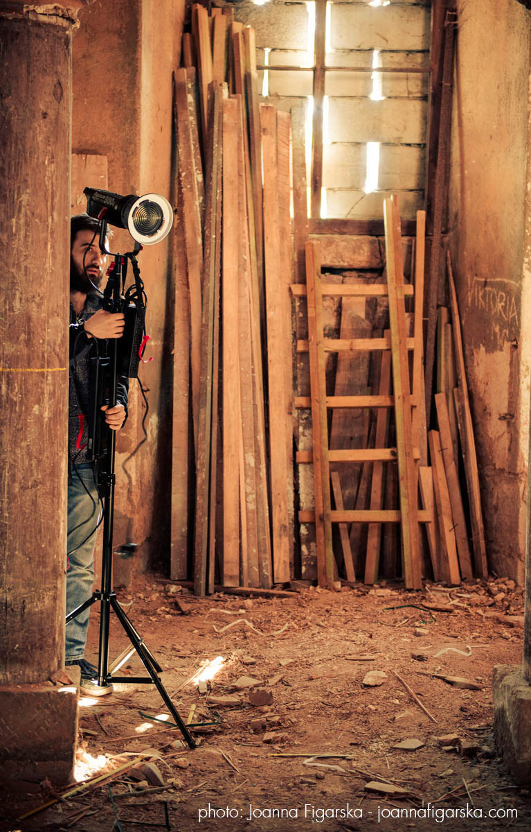 Adjusting the light.