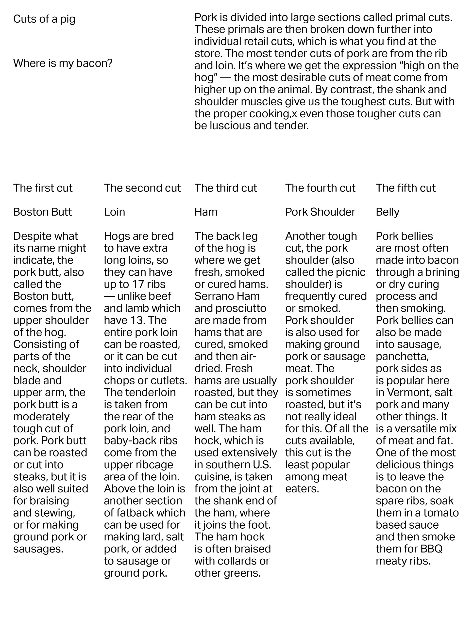 5 column grid, typography only
