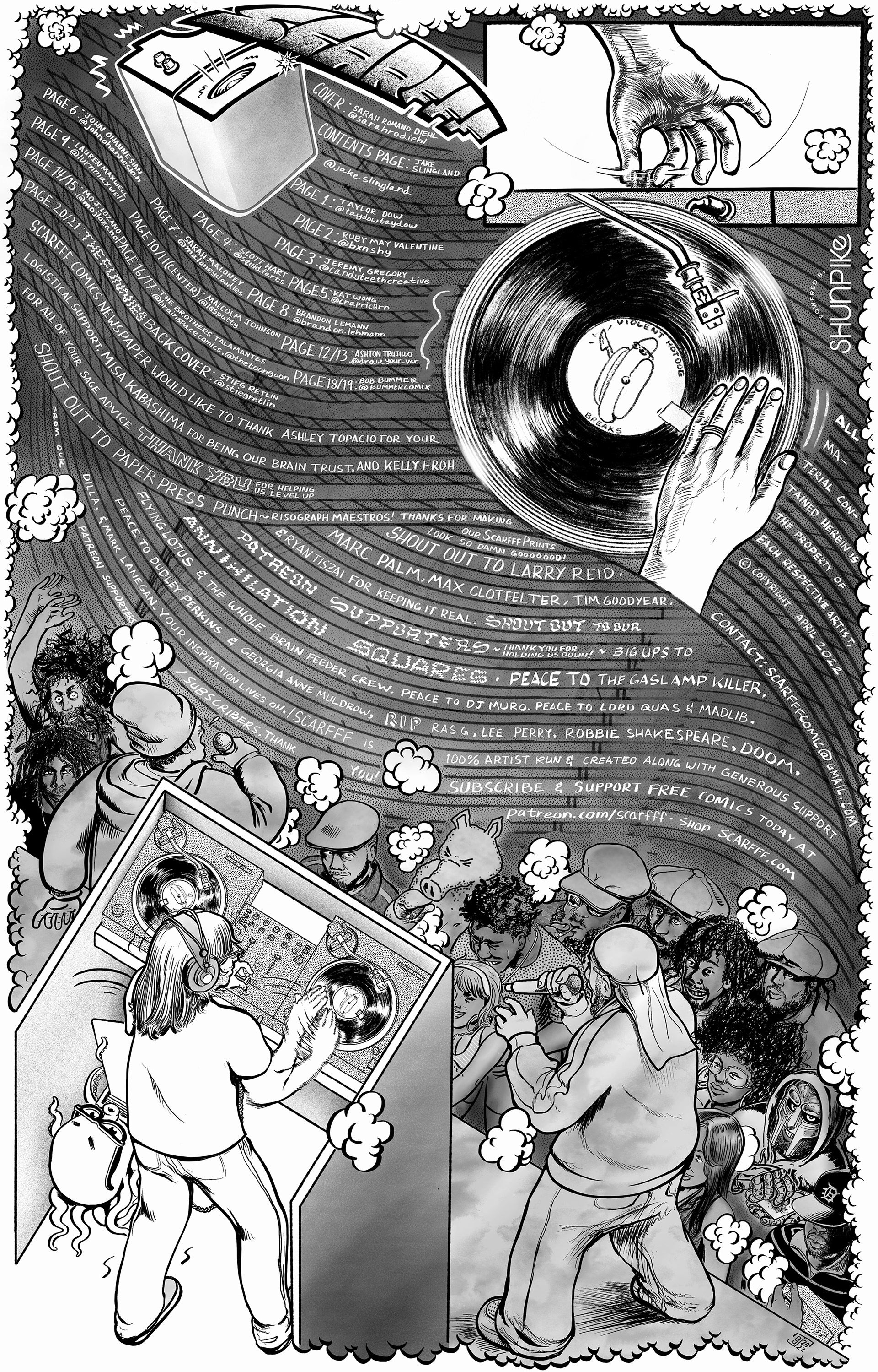 Scarfff Comics Newspaper issue 10: Table of Contents