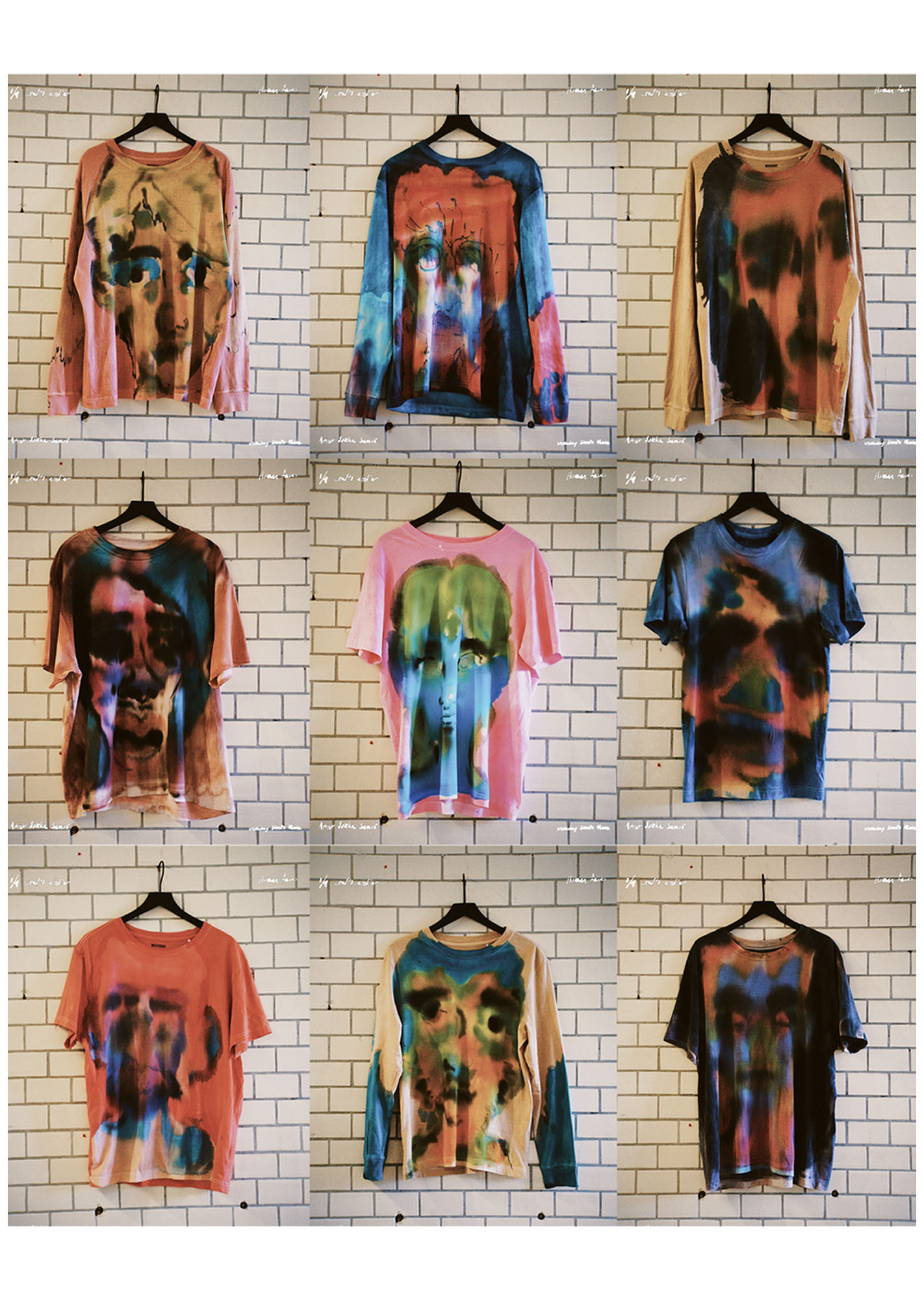 Hand-painted and dyed one-off T-shirts, Weekday Studiomade