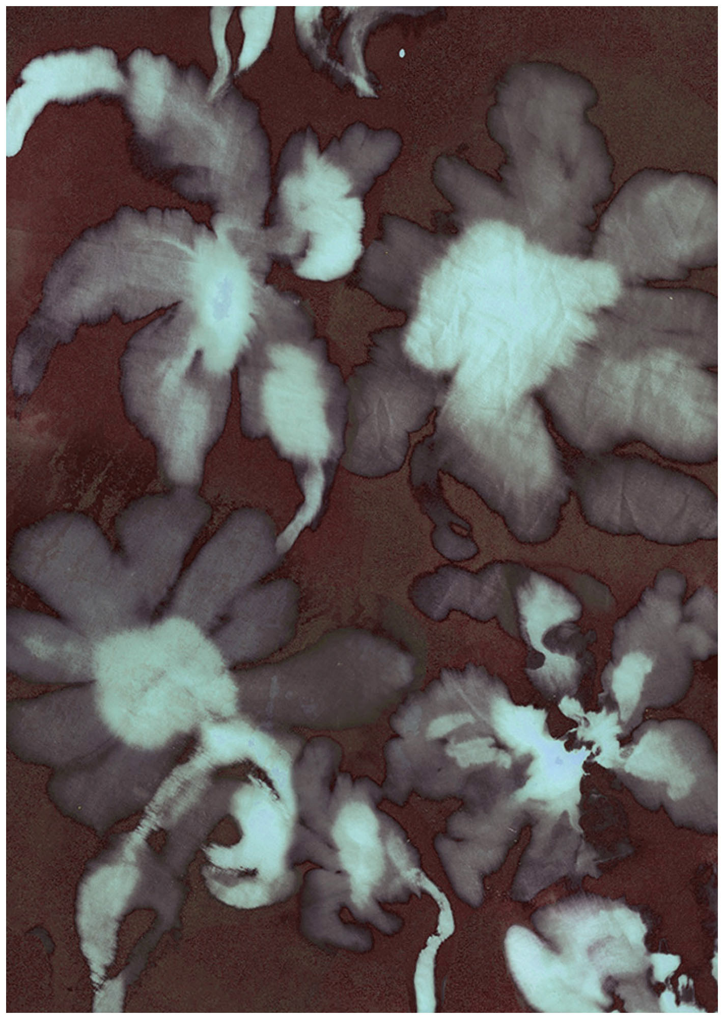 fabric manipulation: bleach , dye and silk paint on cotton.