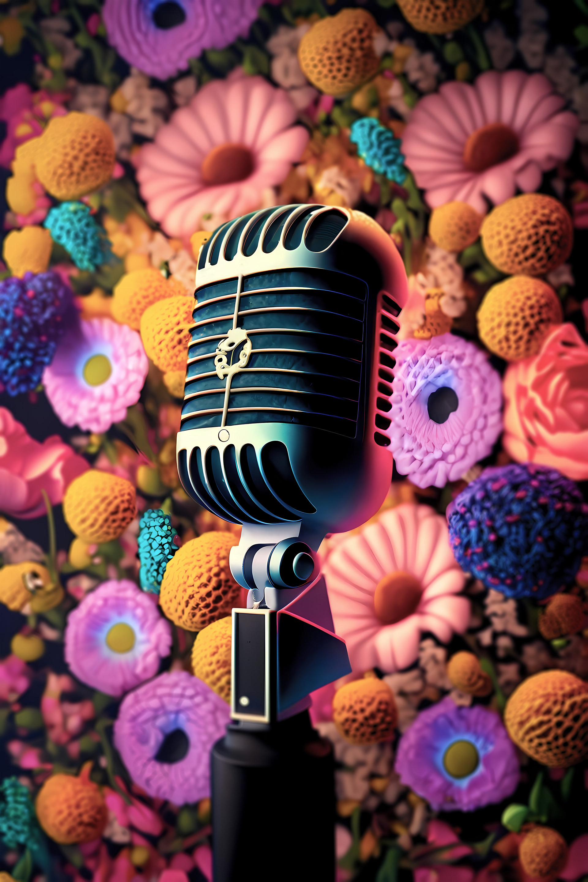 Colorful Microphone Wall Decor