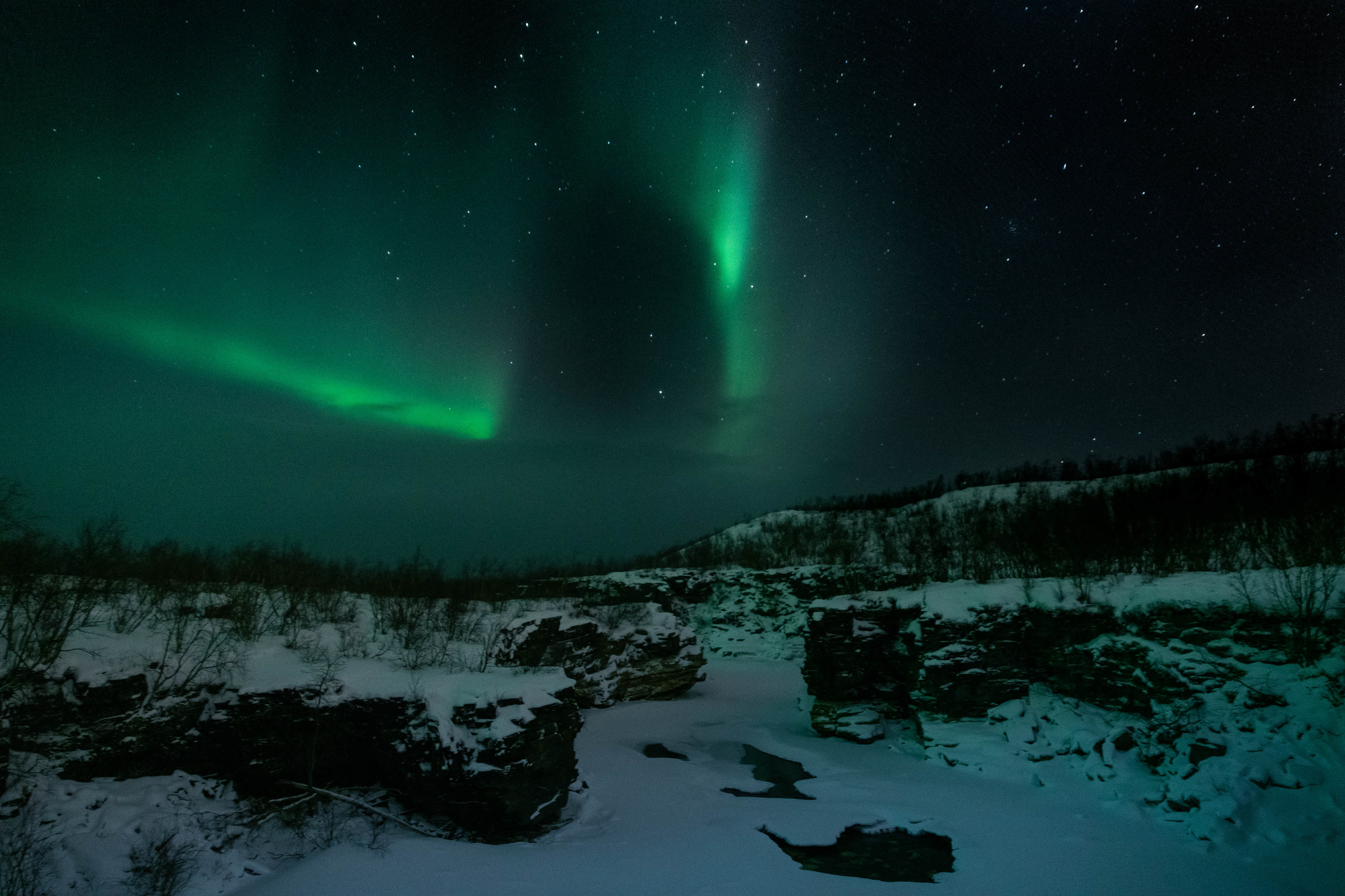 Aurora borealis over Abiskojåkka