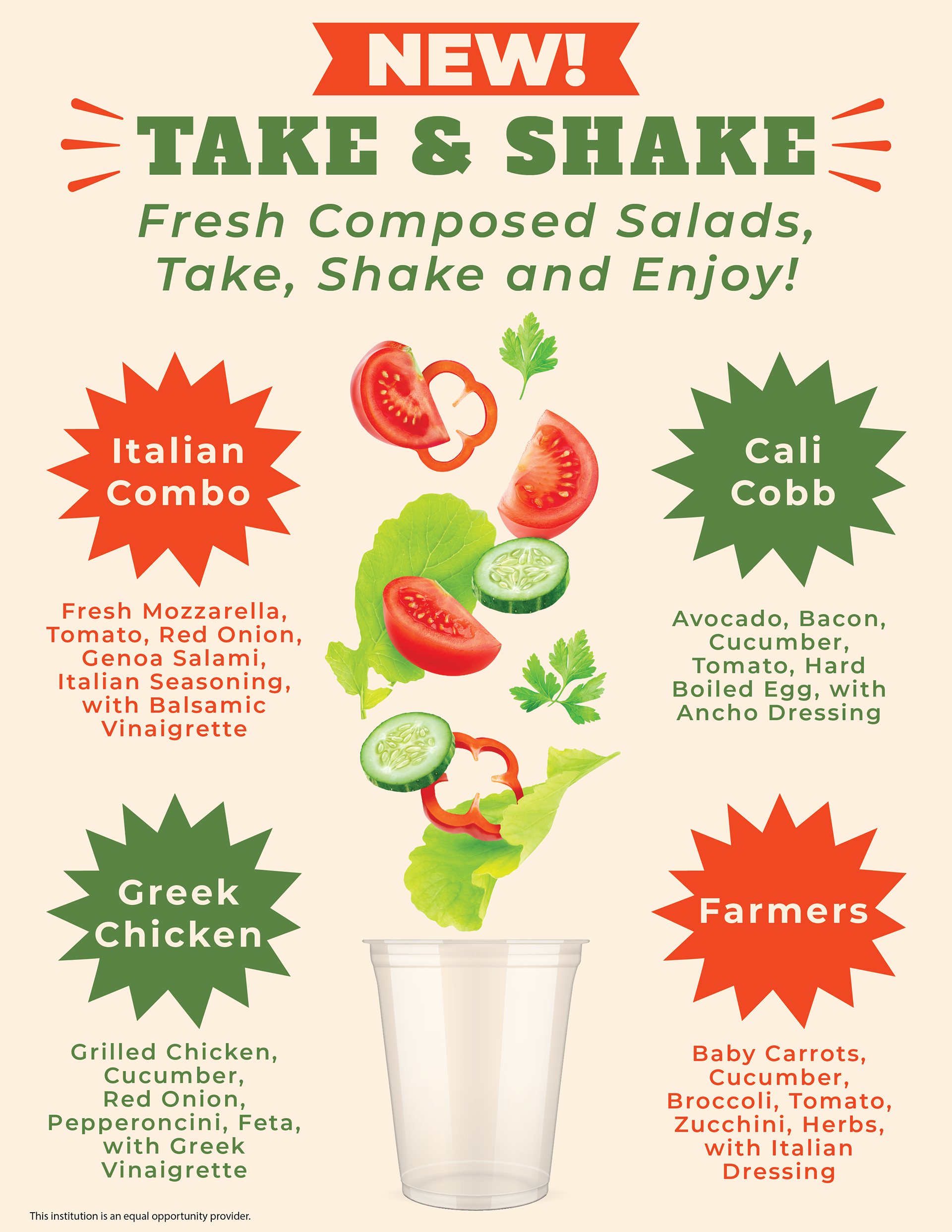 Take & Shake Salad Menu Flyer