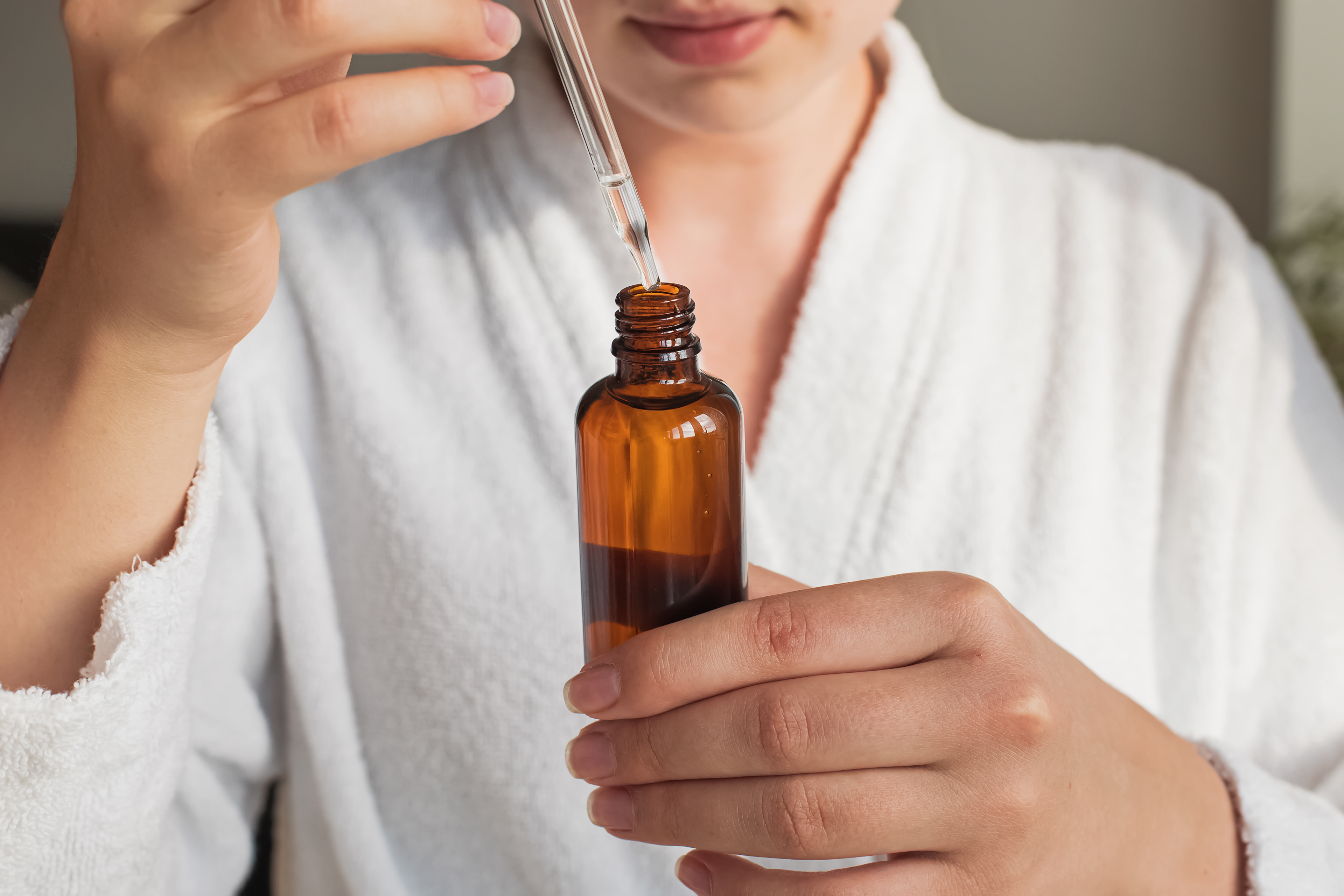 Morning skincare routine, soft light