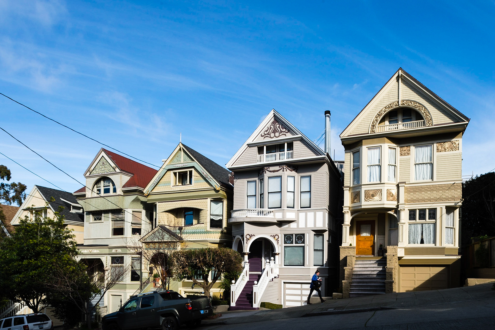 Lyon Street, San Francisco. La maison qui appartint à Janis Joplin jusqu'à sa mort en 1970.(la maison grise)Lyon Street, San Francisco. The house that belonged to Janis Joplin until his death in 1970. (The grey House)